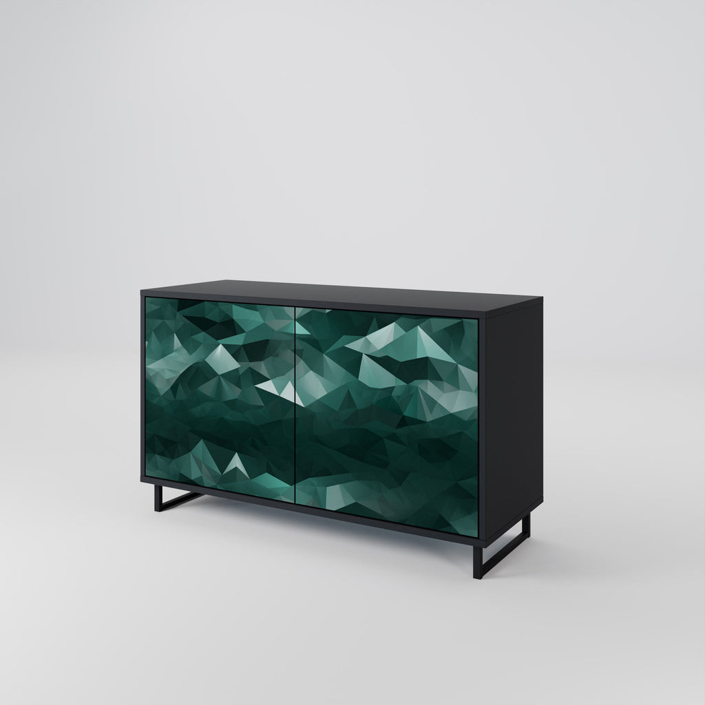POLYGONAL FLOATING Sideboard mit 2 Türen in Schwarz