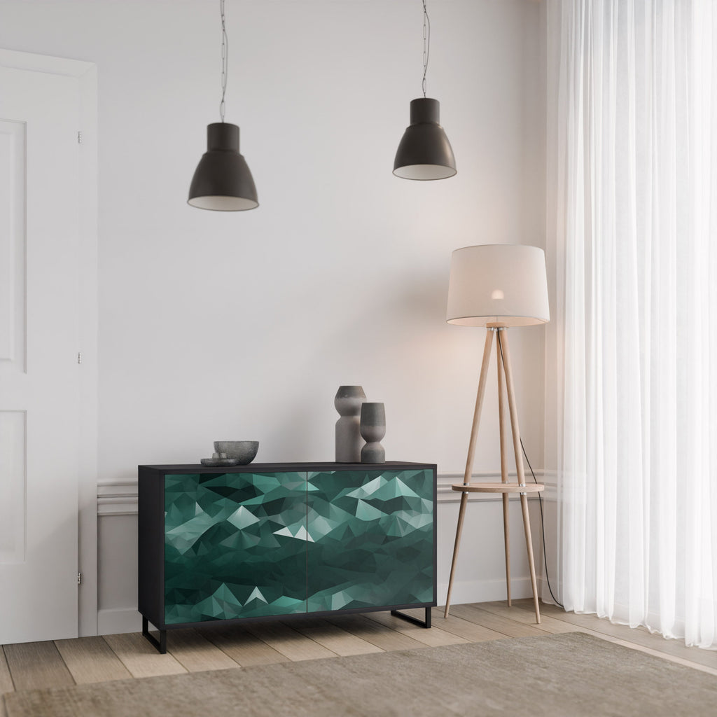 POLYGONAL FLOATING Sideboard mit 2 Türen in Schwarz