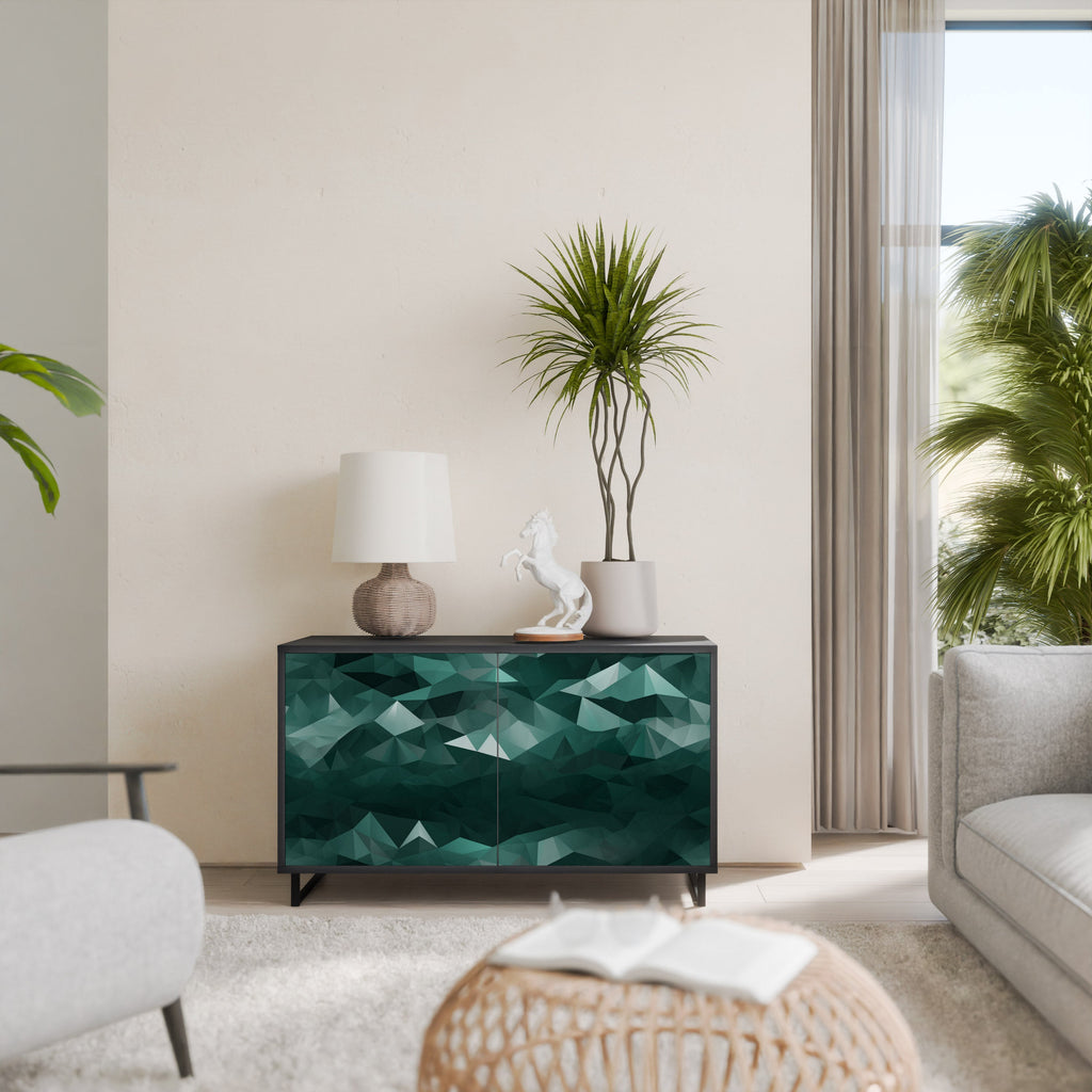 POLYGONAL FLOATING Sideboard mit 2 Türen in Schwarz