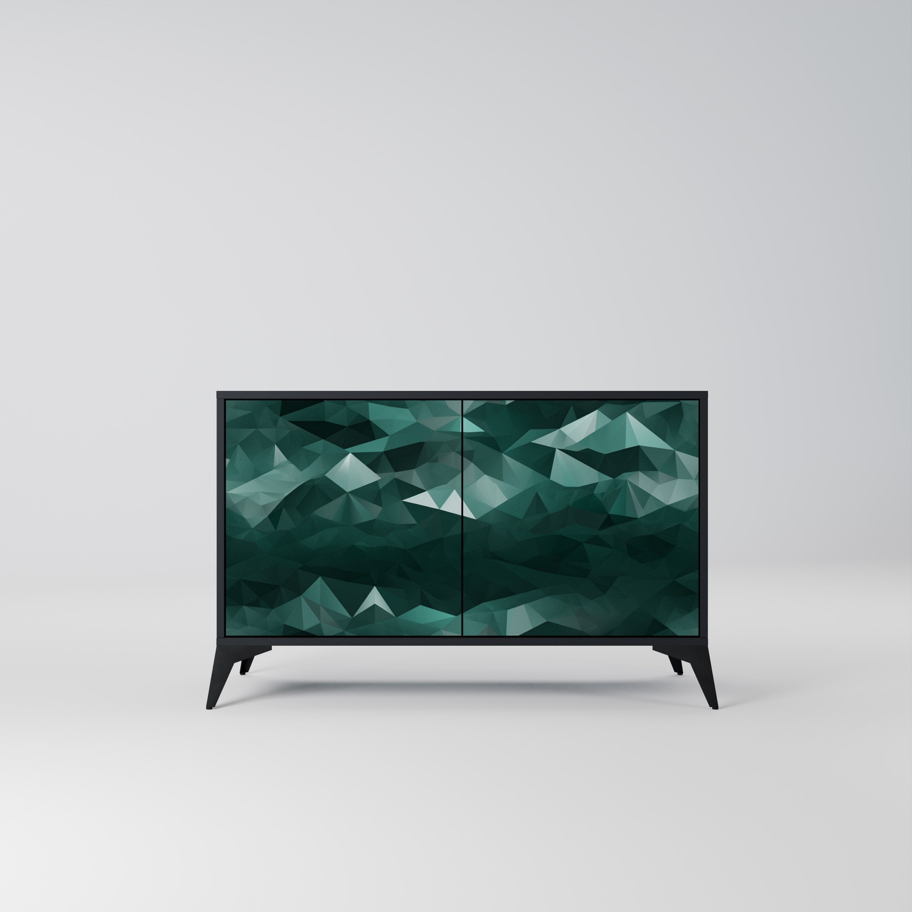 POLYGONAL FLOATING Sideboard mit 2 Türen in Schwarz