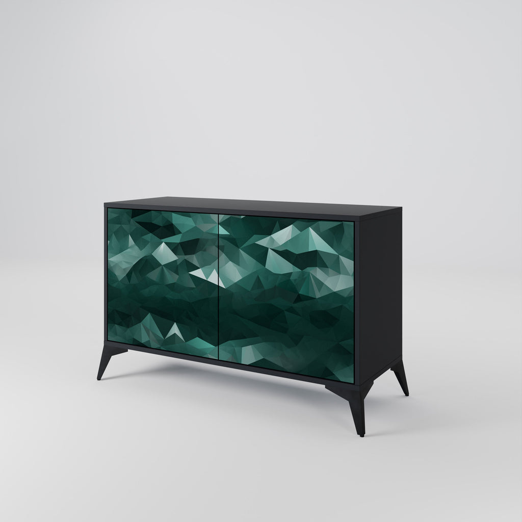 POLYGONAL FLOATING Sideboard mit 2 Türen in Schwarz