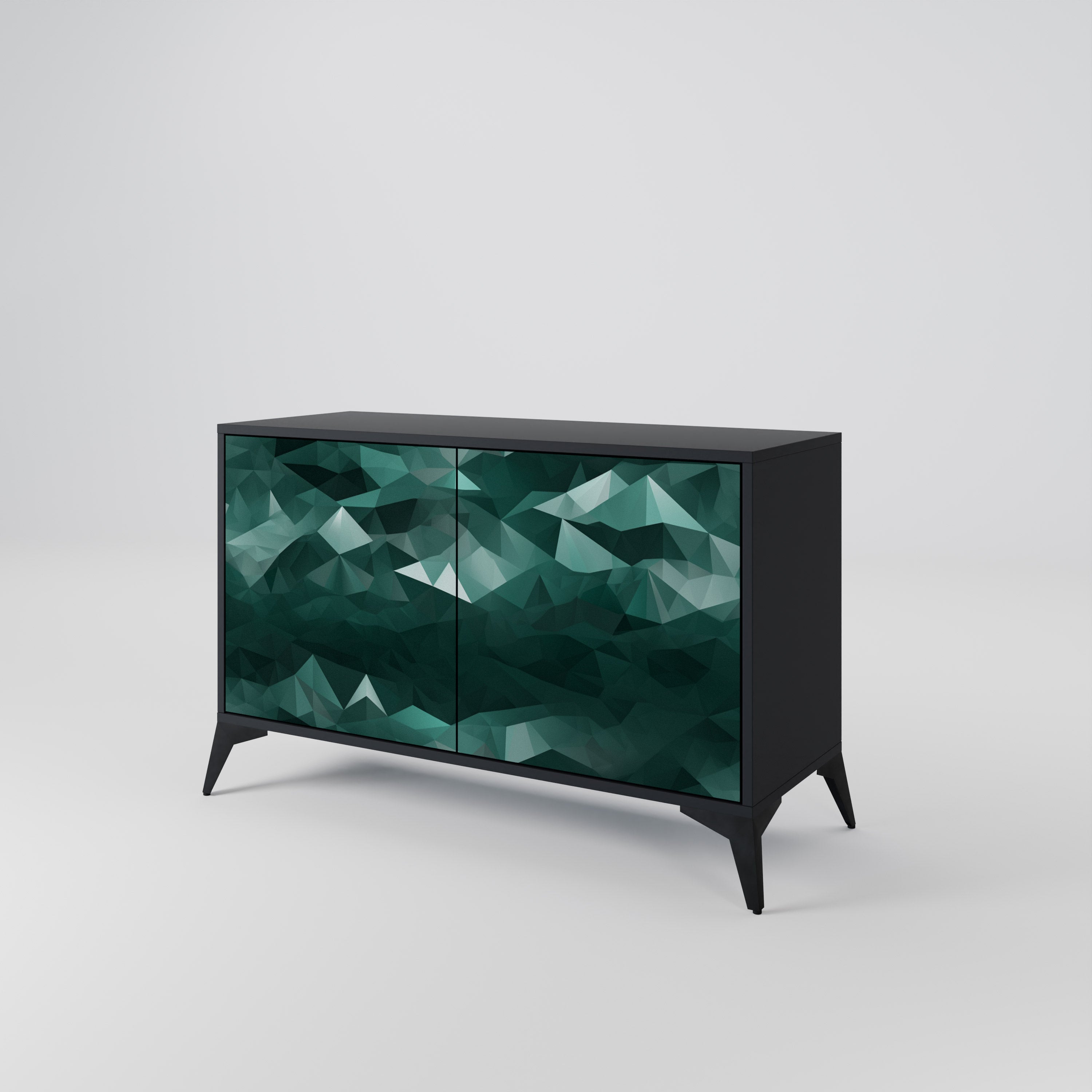 POLYGONAL FLOATING Sideboard mit 2 Türen in Schwarz