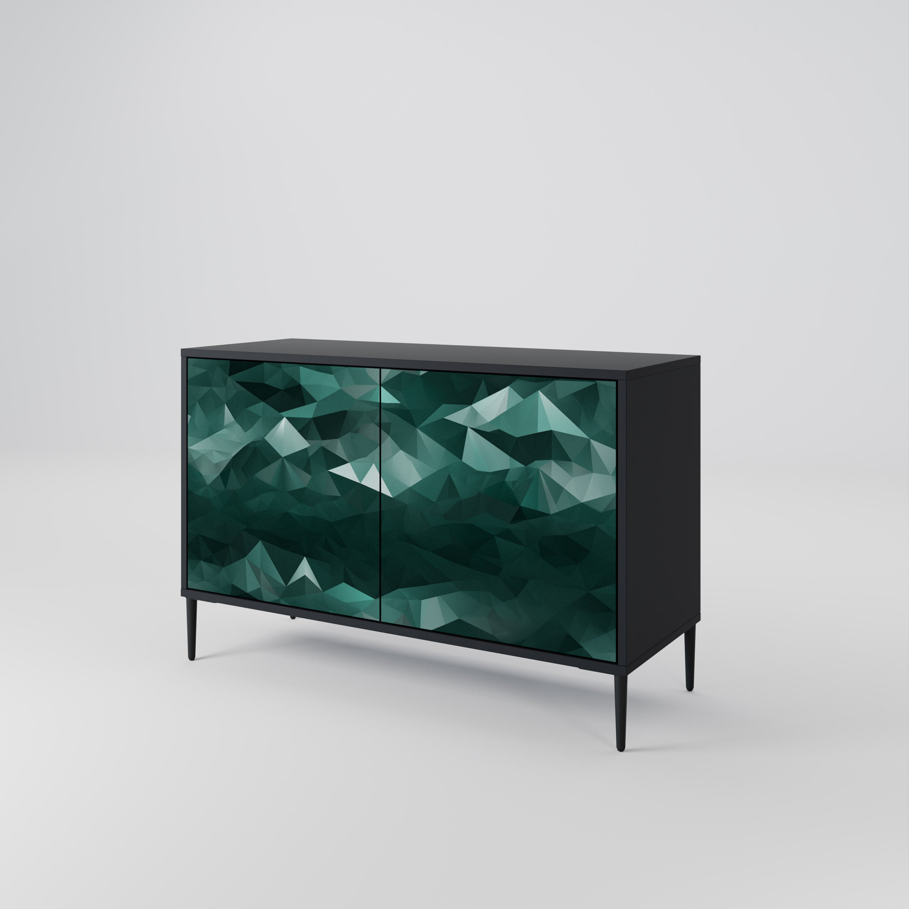 POLYGONAL FLOATING Sideboard mit 2 Türen in Schwarz