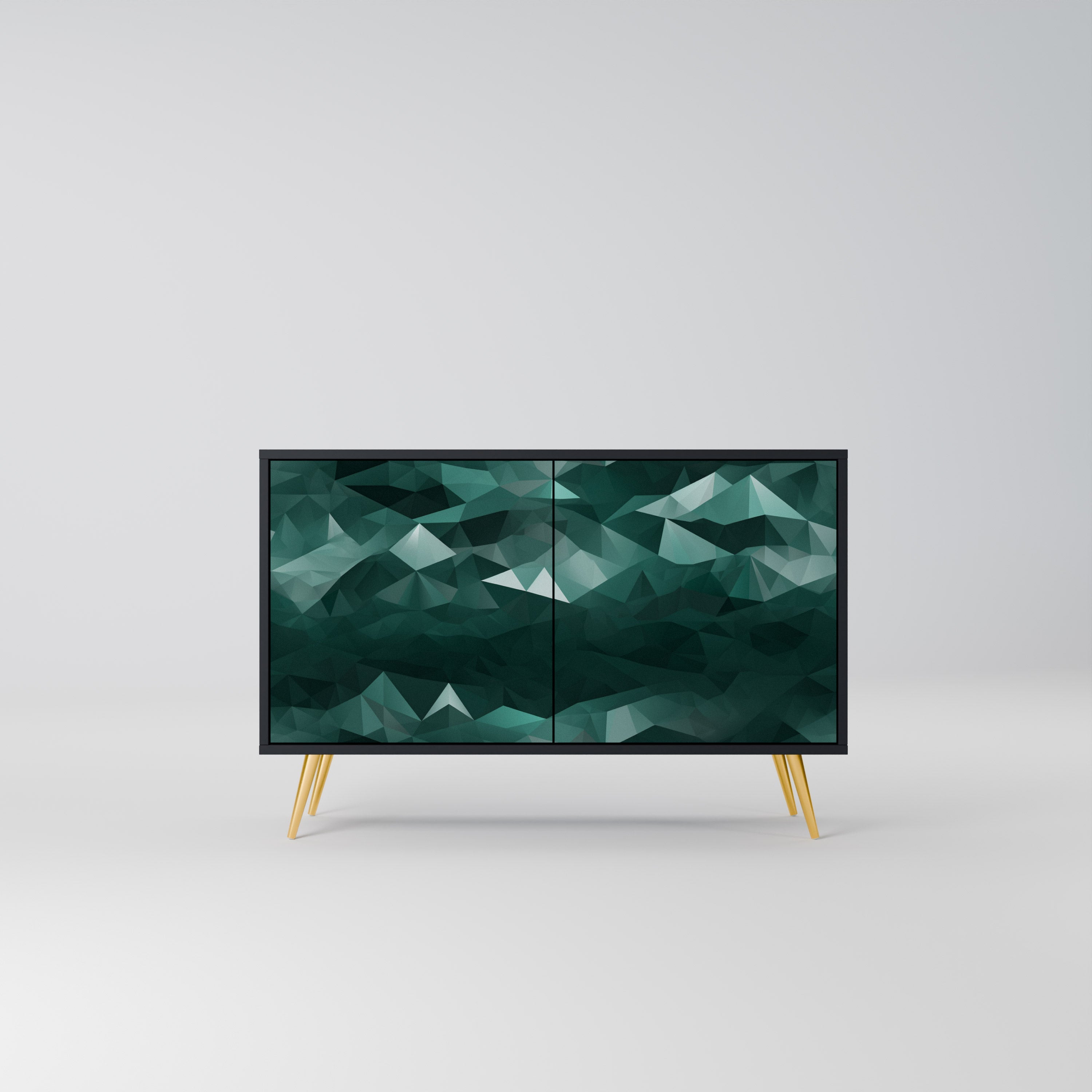 POLYGONAL FLOATING Sideboard mit 2 Türen in Schwarz