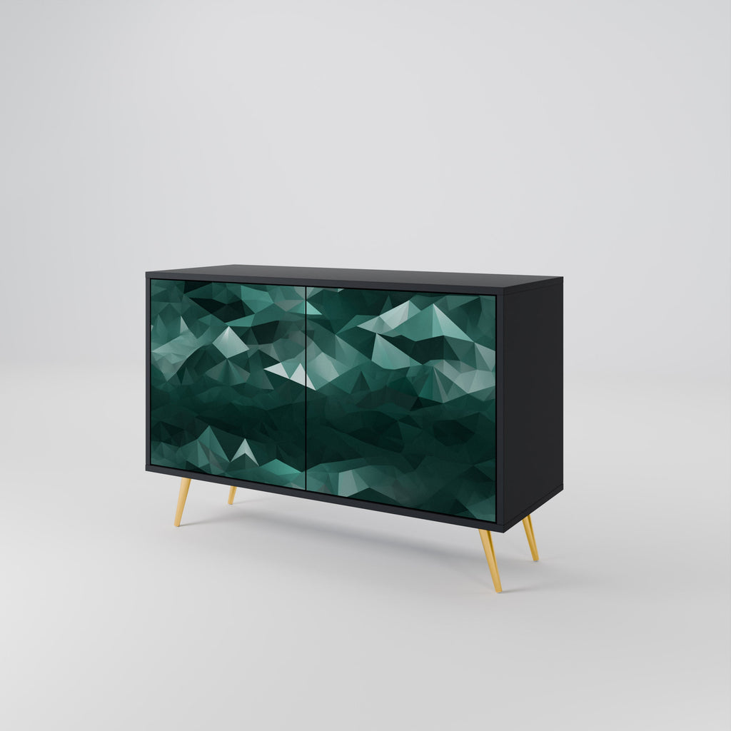 POLYGONAL FLOATING Sideboard mit 2 Türen in Schwarz
