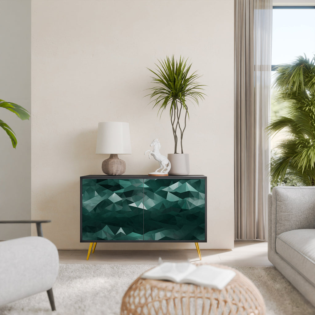 POLYGONAL FLOATING Sideboard mit 2 Türen in Schwarz