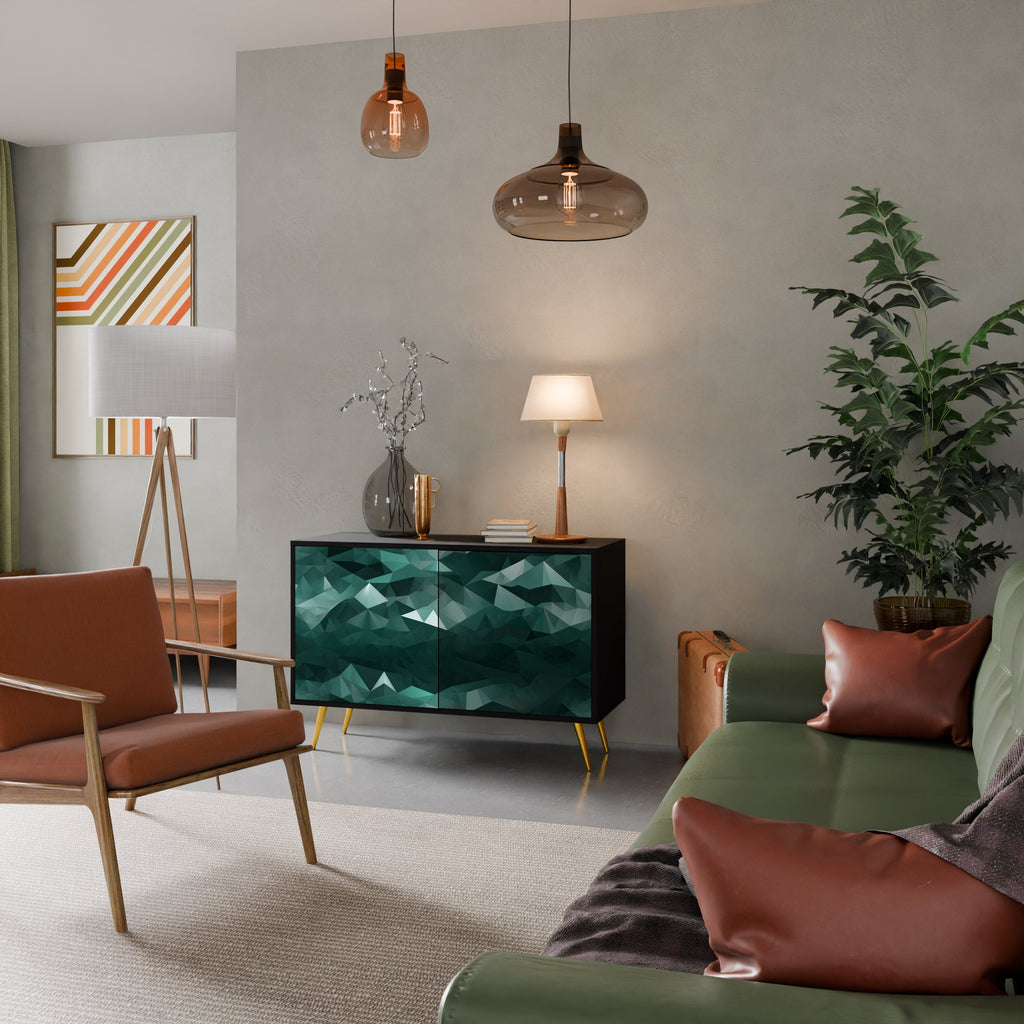 POLYGONAL FLOATING Sideboard mit 2 Türen in Schwarz