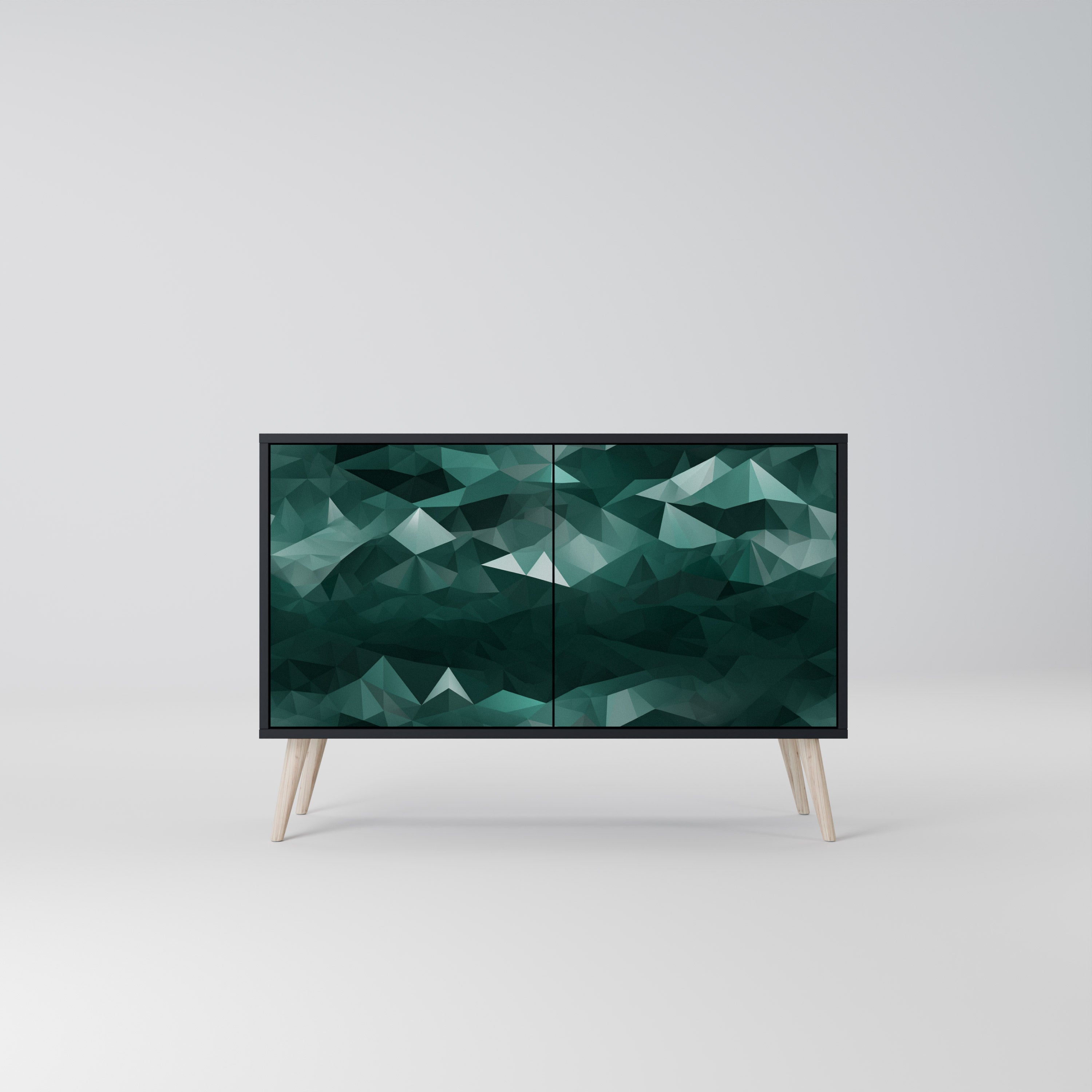 POLYGONAL FLOATING Sideboard mit 2 Türen in Schwarz