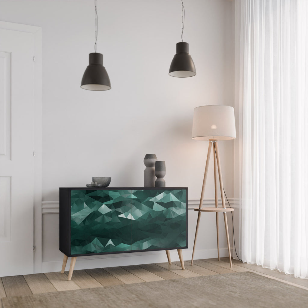 POLYGONAL FLOATING Sideboard mit 2 Türen in Schwarz