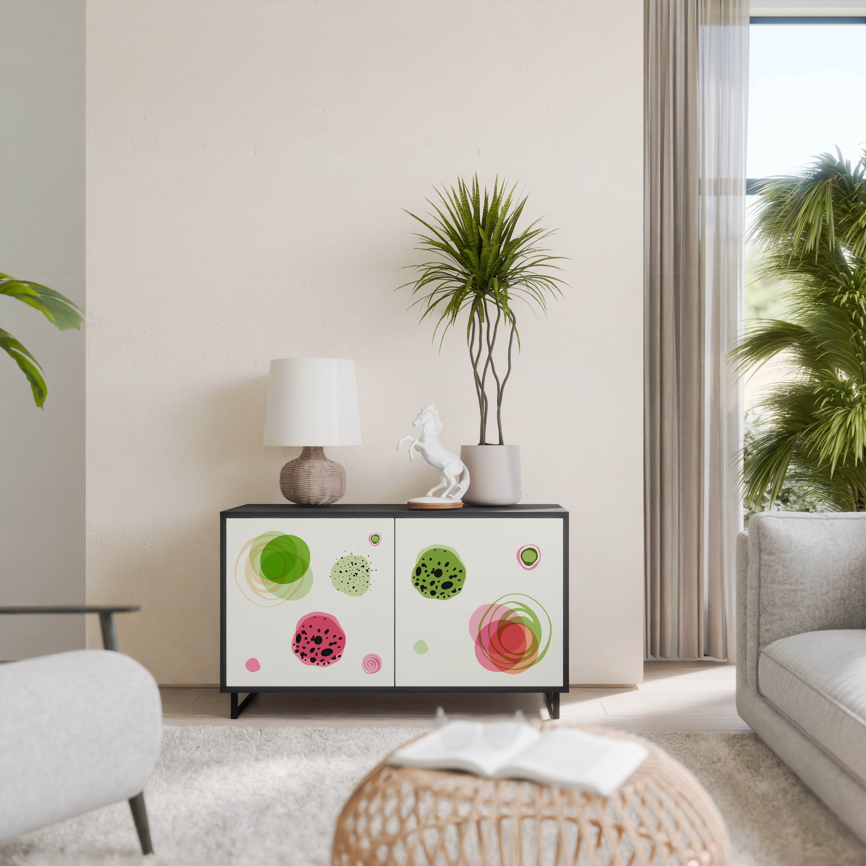 COLORFUL COSMOS Sideboard mit 2 Türen in Schwarz