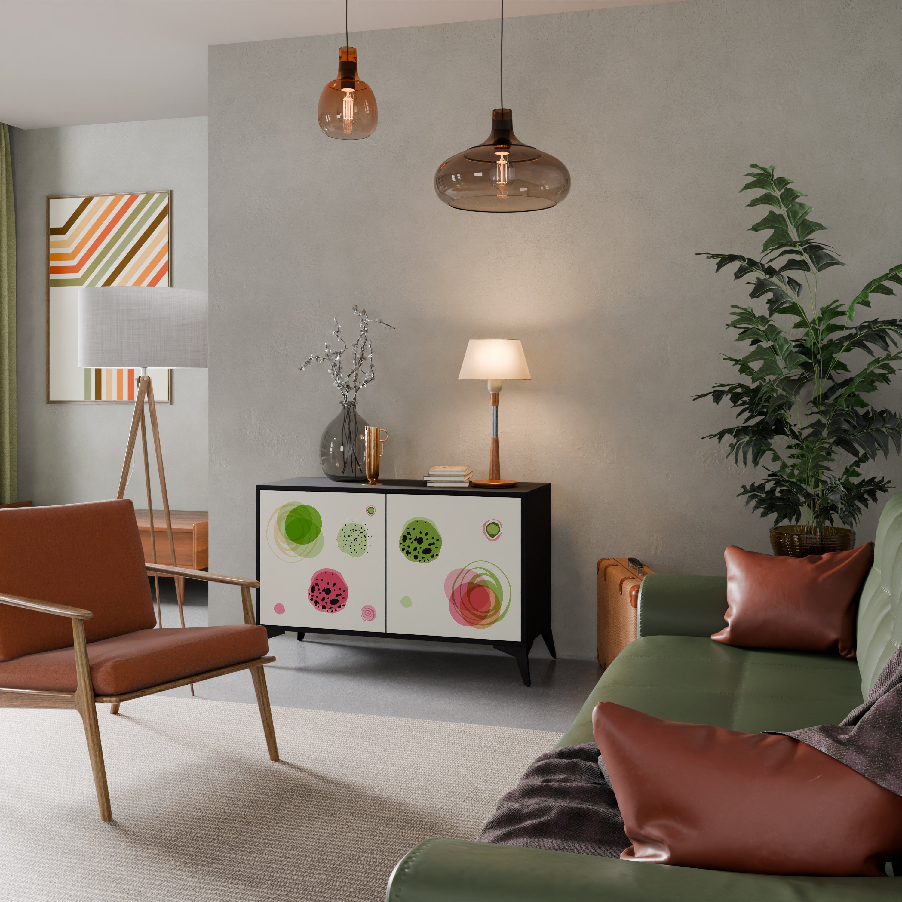 COLORFUL COSMOS Sideboard mit 2 Türen in Schwarz