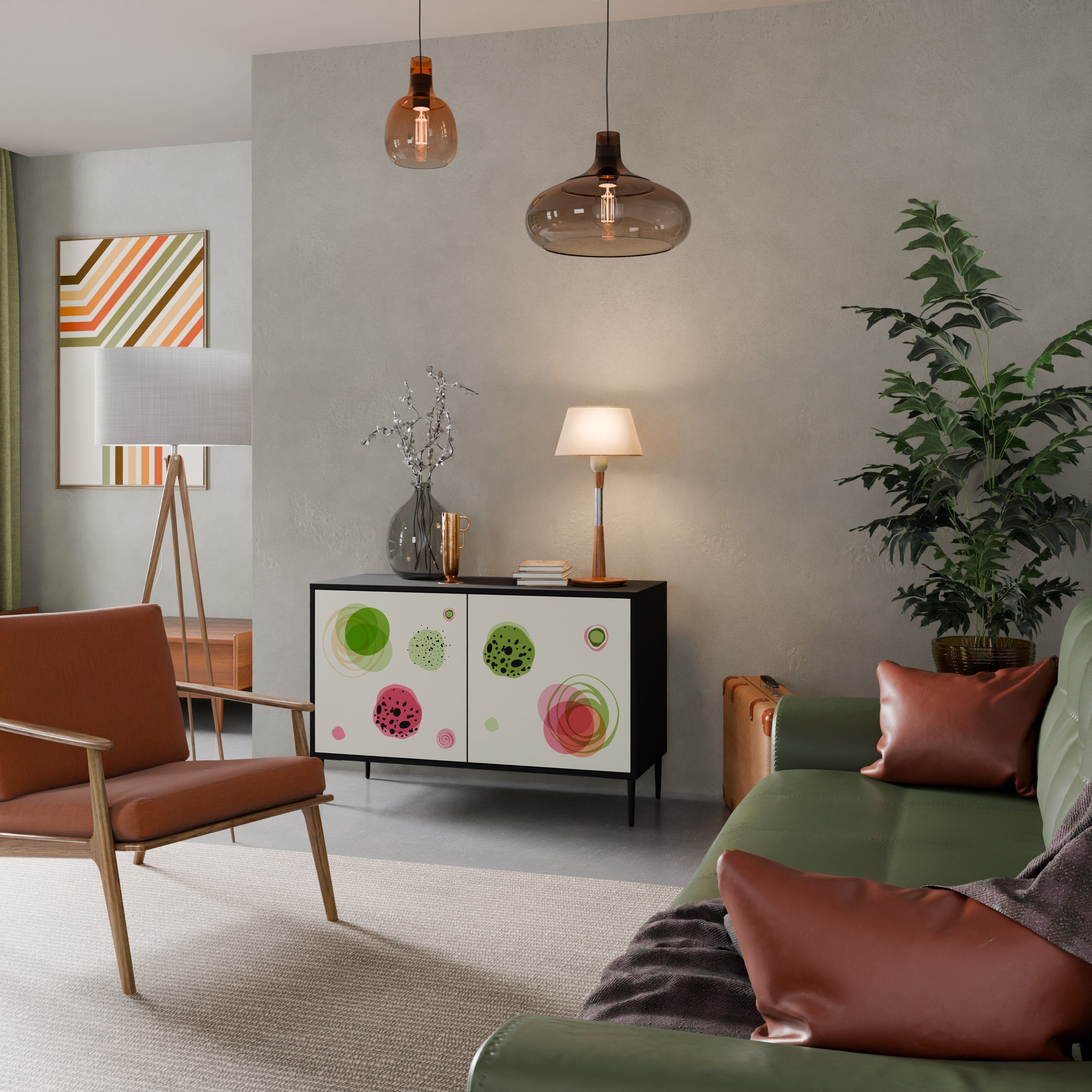 COLORFUL COSMOS Sideboard mit 2 Türen in Schwarz