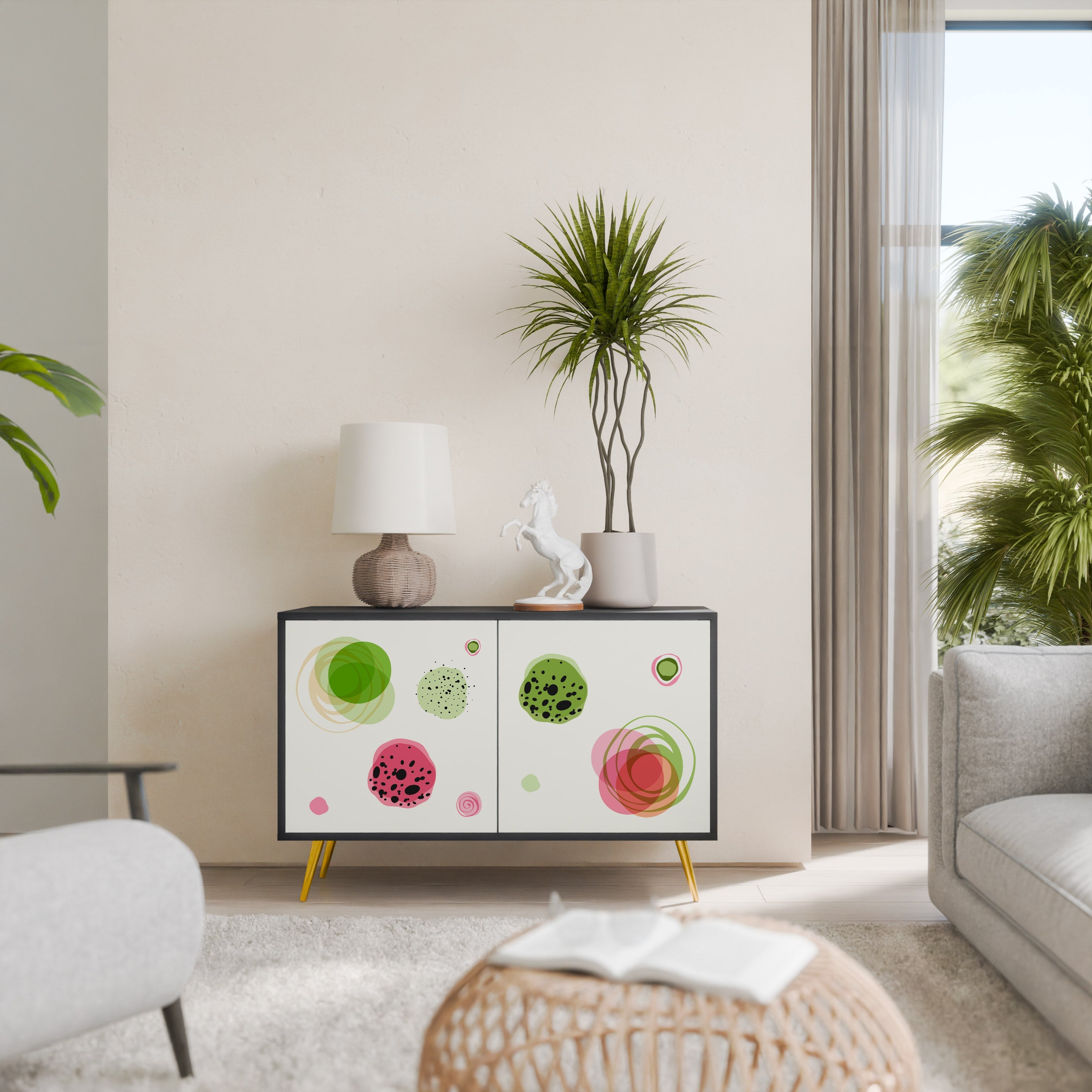 COLORFUL COSMOS Sideboard mit 2 Türen in Schwarz