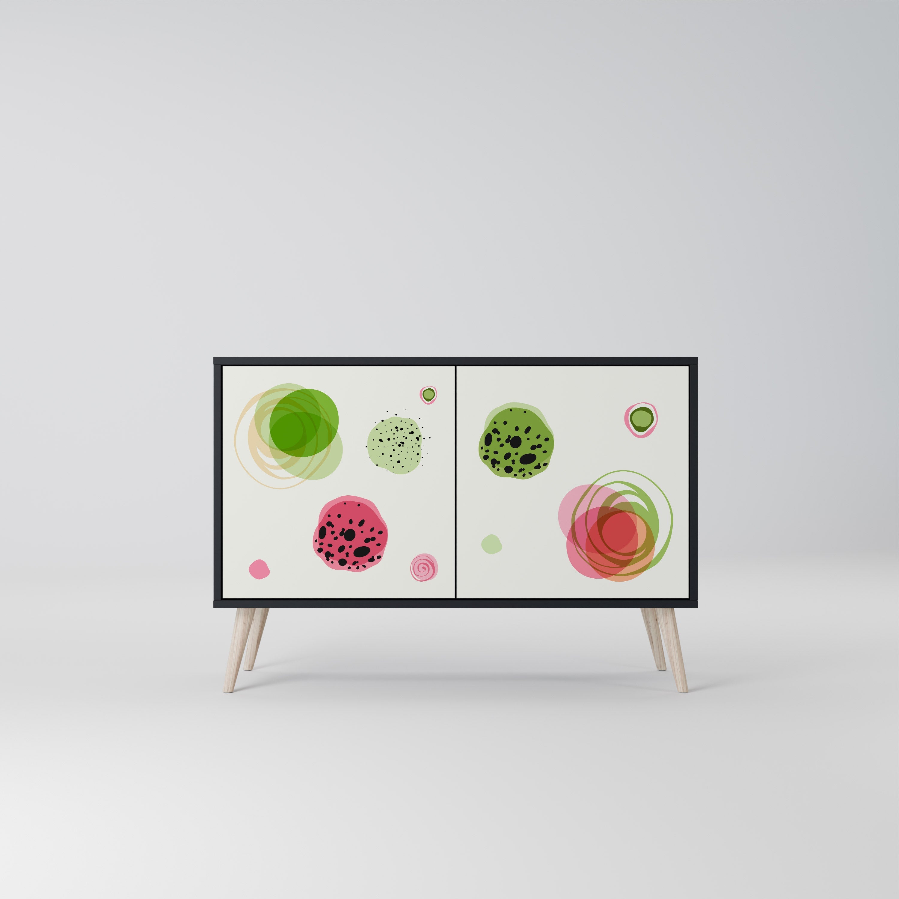 COLORFUL COSMOS Sideboard mit 2 Türen in Schwarz