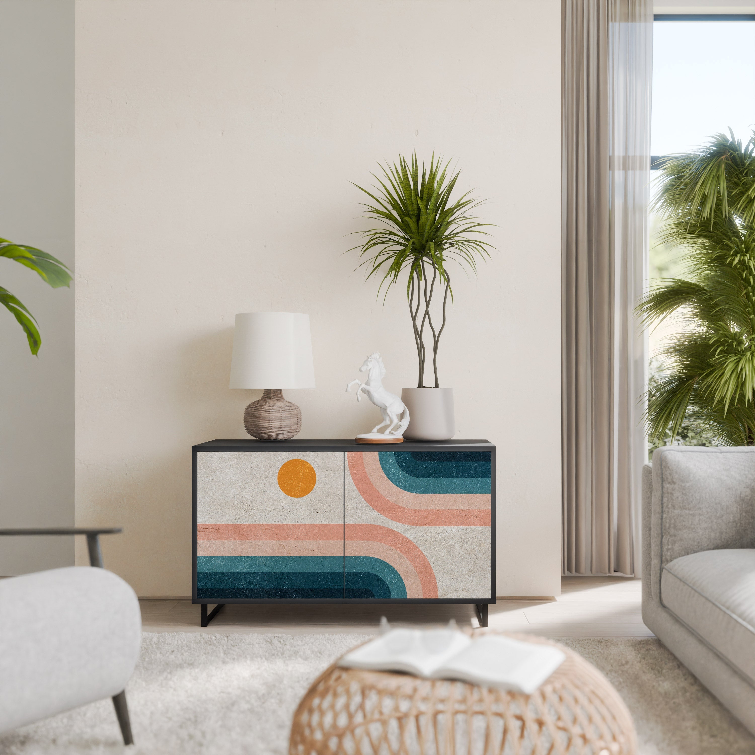 TWO HALVES 2-Door Sideboard in Black Finish