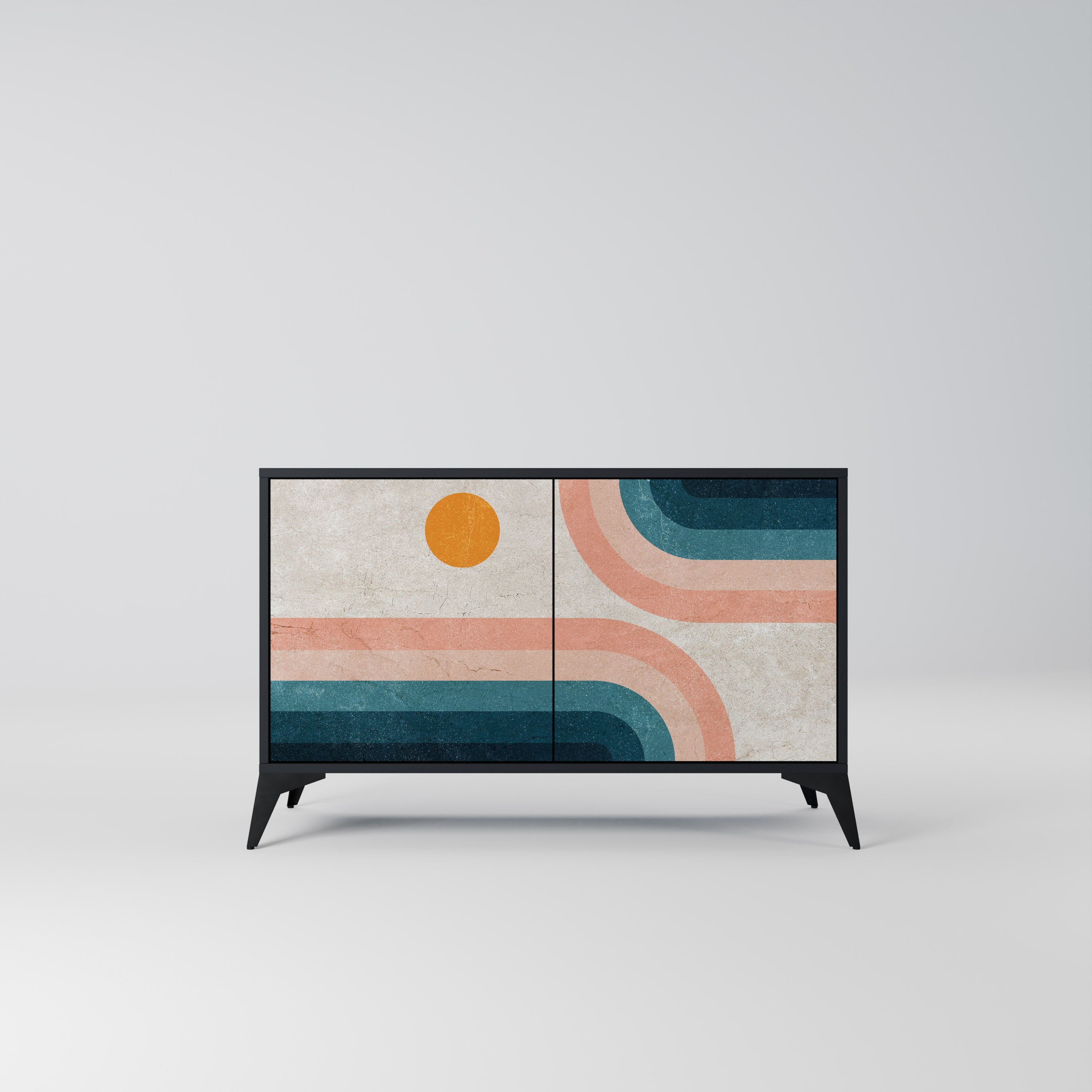 TWO HALVES 2-Door Sideboard in Black Finish