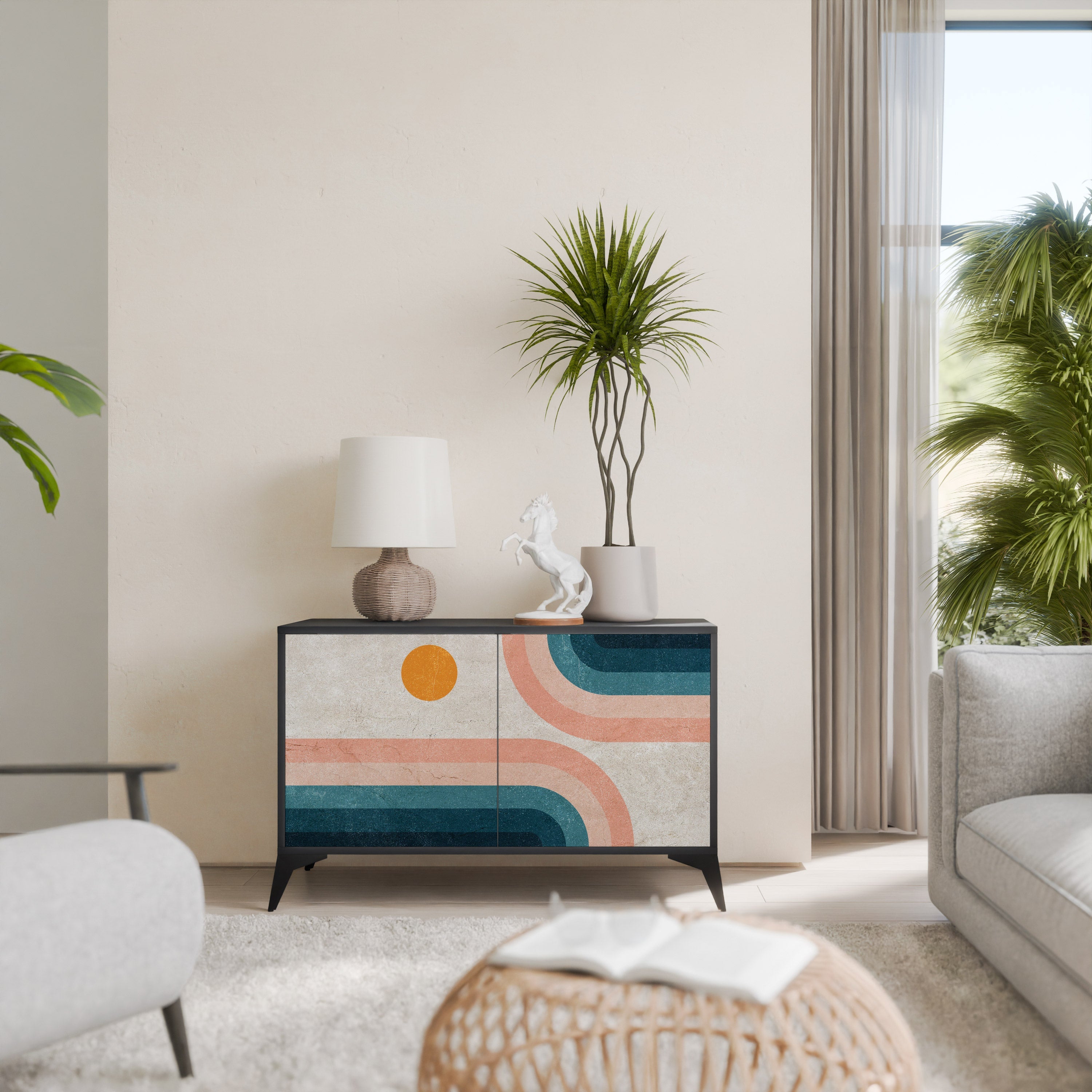 TWO HALVES 2-Door Sideboard in Black Finish
