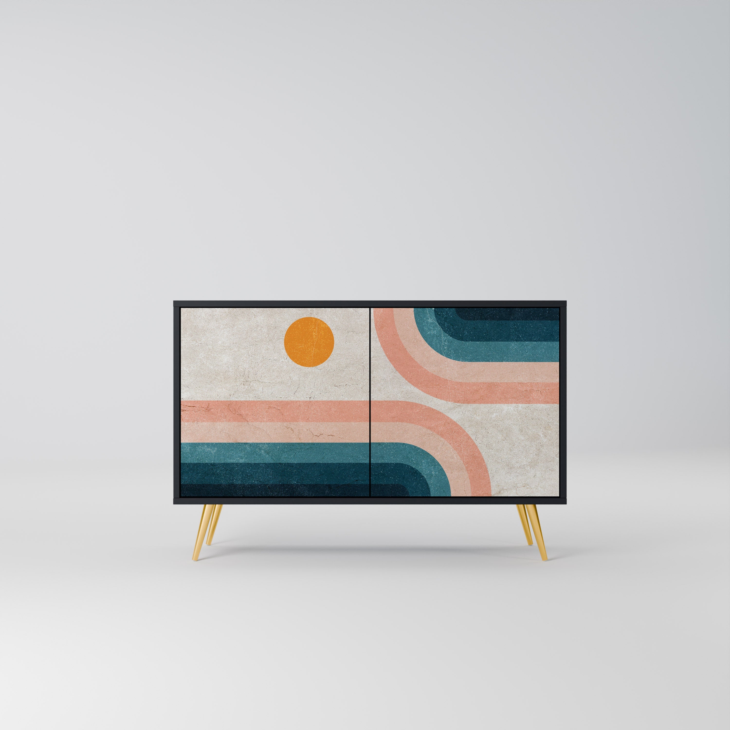 TWO HALVES 2-Door Sideboard in Black Finish