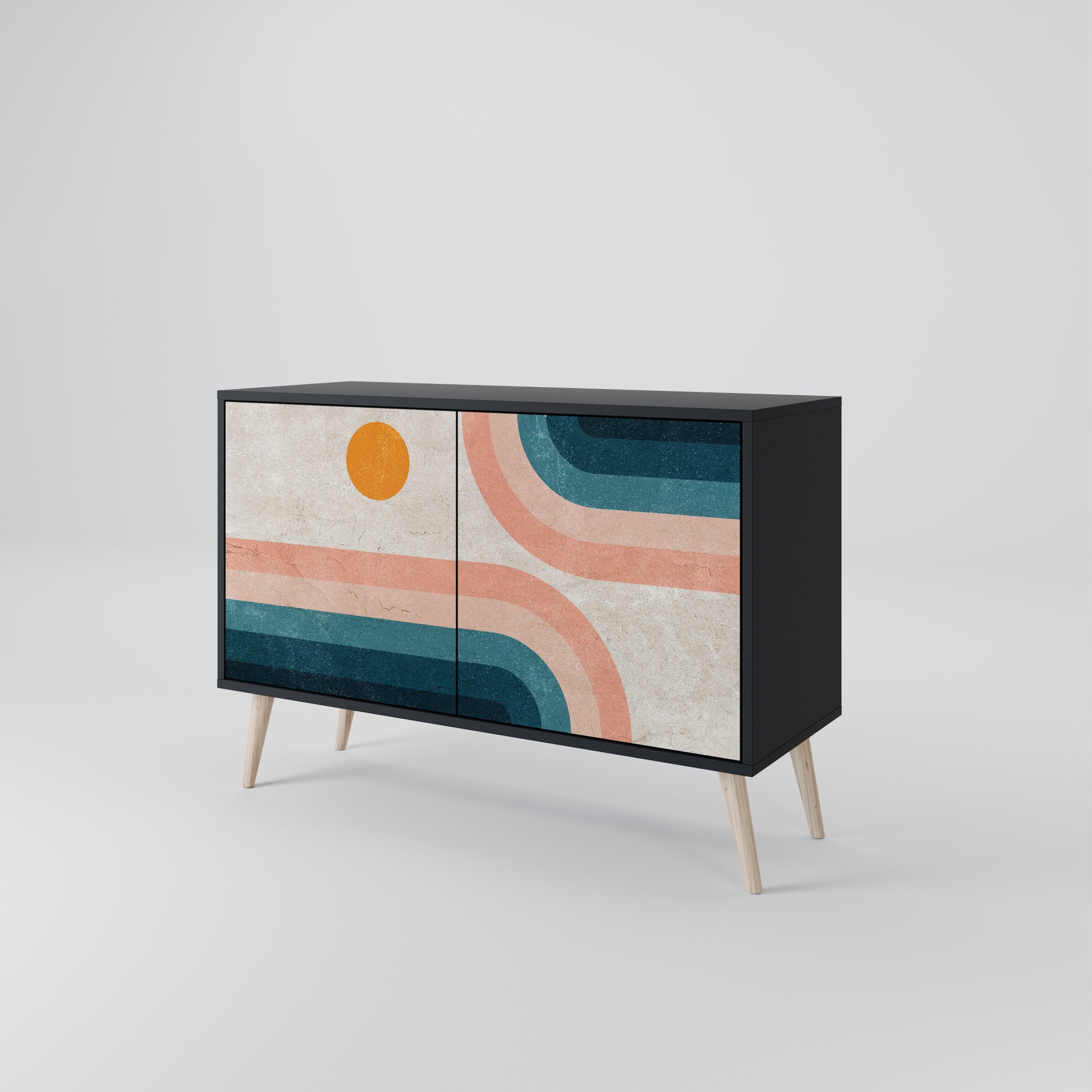 TWO HALVES 2-Door Sideboard in Black Finish