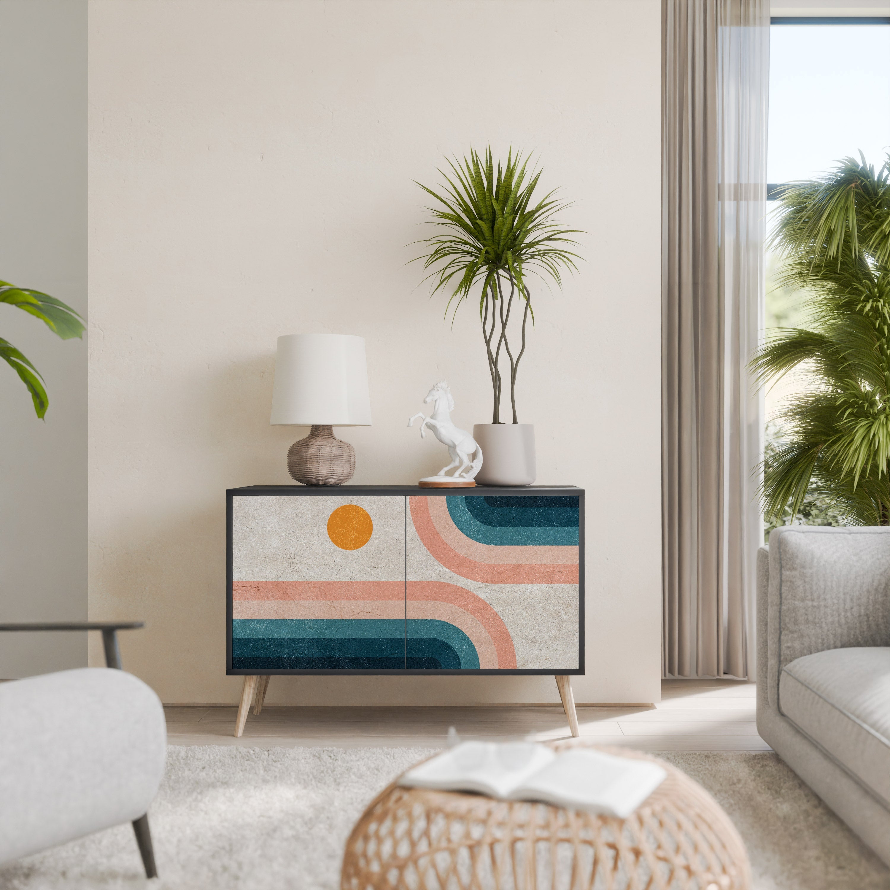 TWO HALVES 2-Door Sideboard in Black Finish