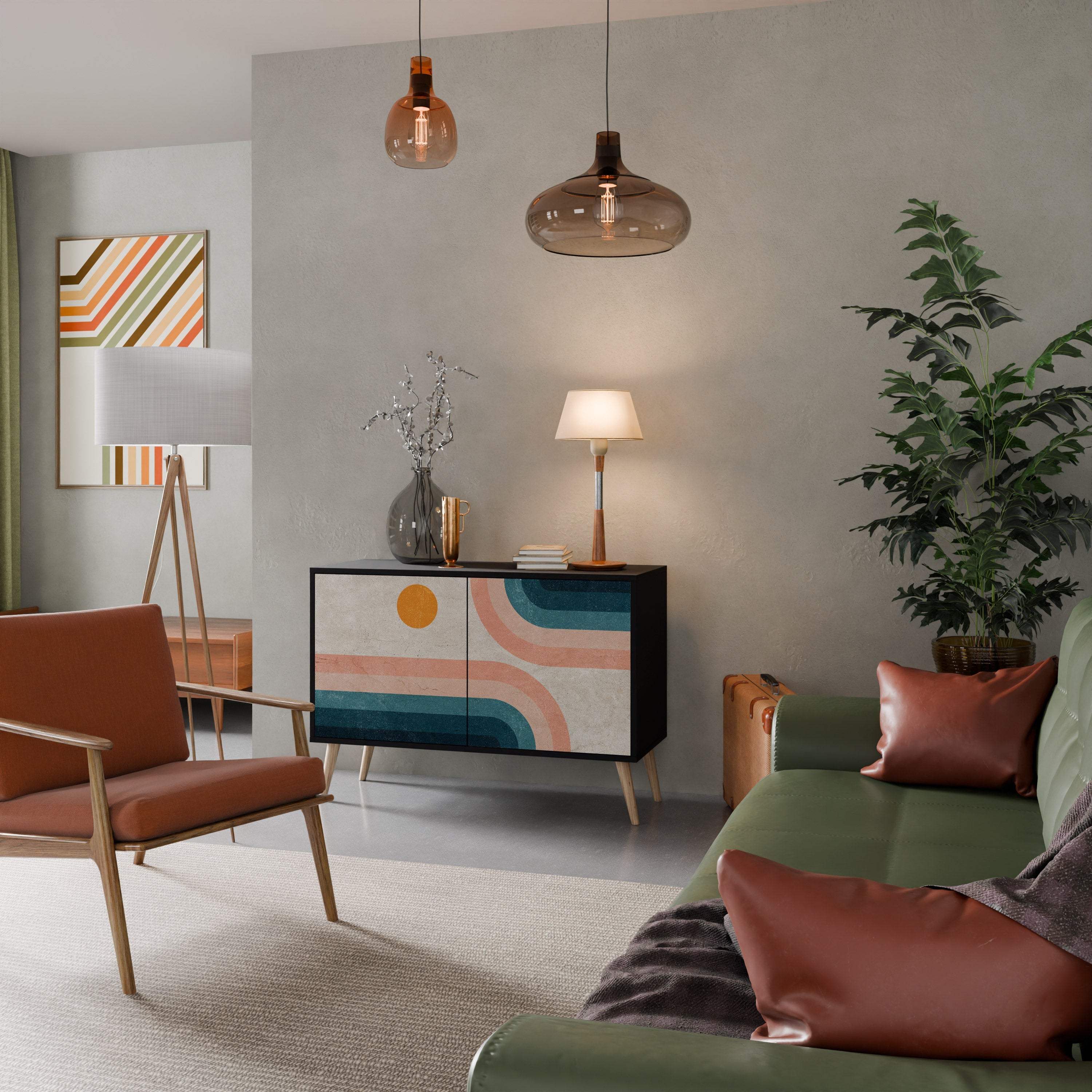 TWO HALVES 2-Door Sideboard in Black Finish