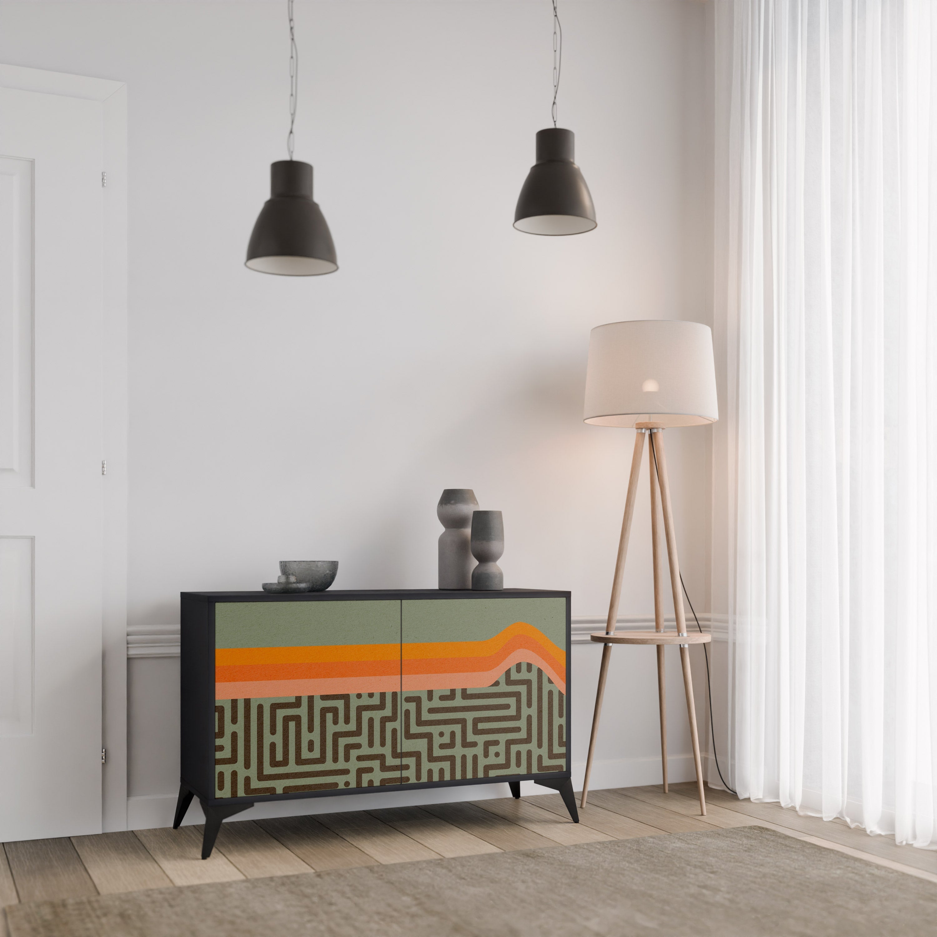 SIMPLE SOLUTIONS Sideboard mit 2 Türen in Schwarz