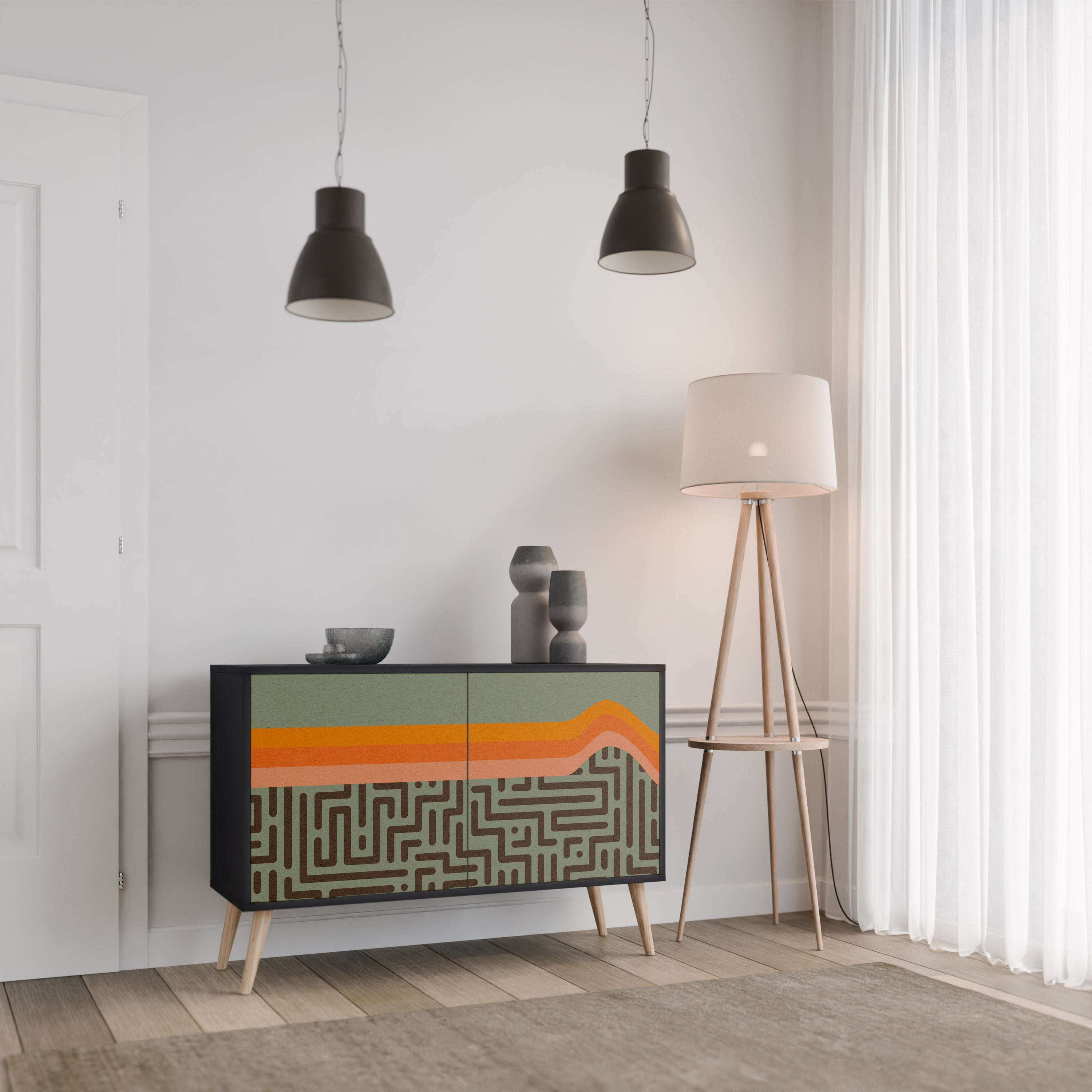 SIMPLE SOLUTIONS Sideboard mit 2 Türen in Schwarz