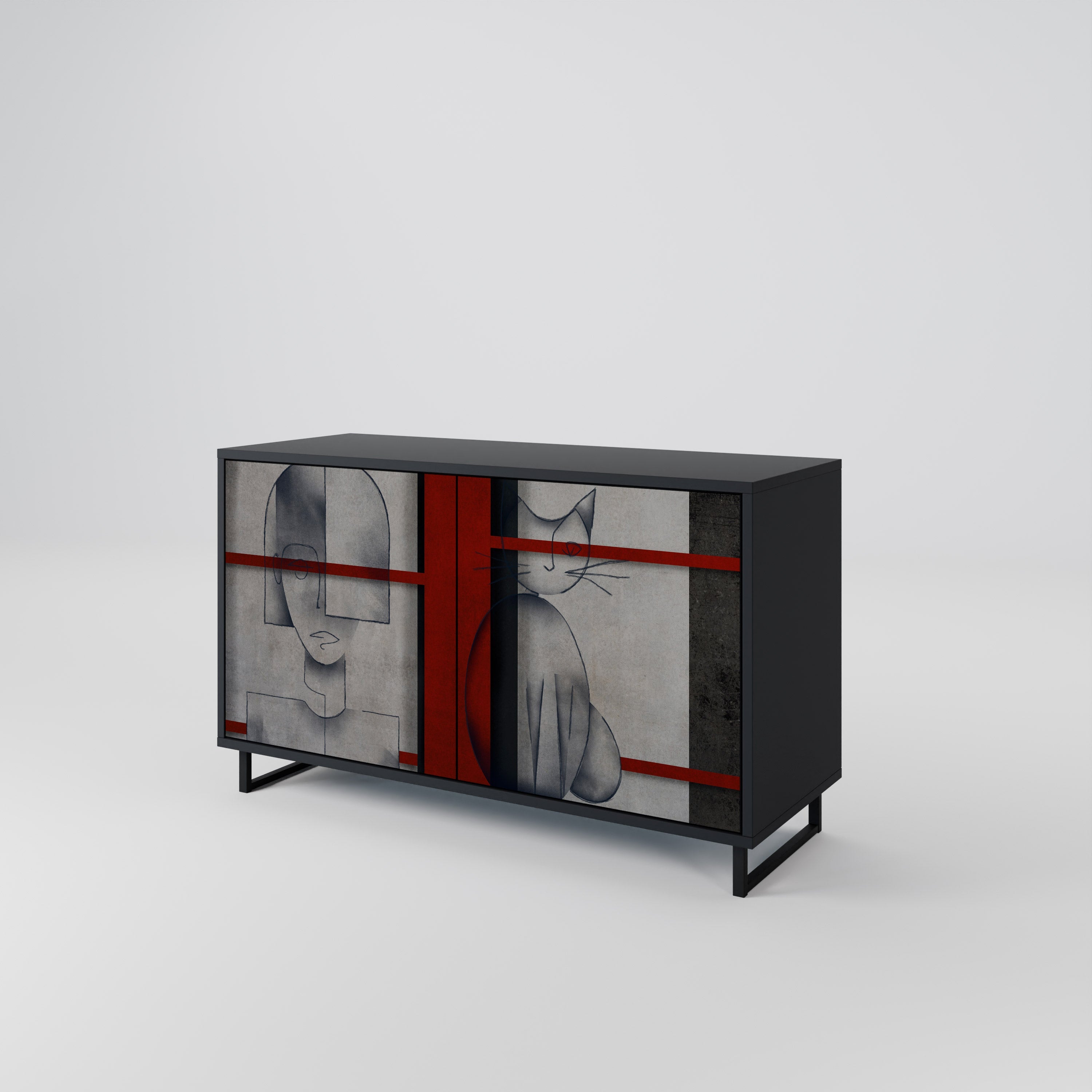 GRAY FIGURES Sideboard mit 2 Türen in Schwarz