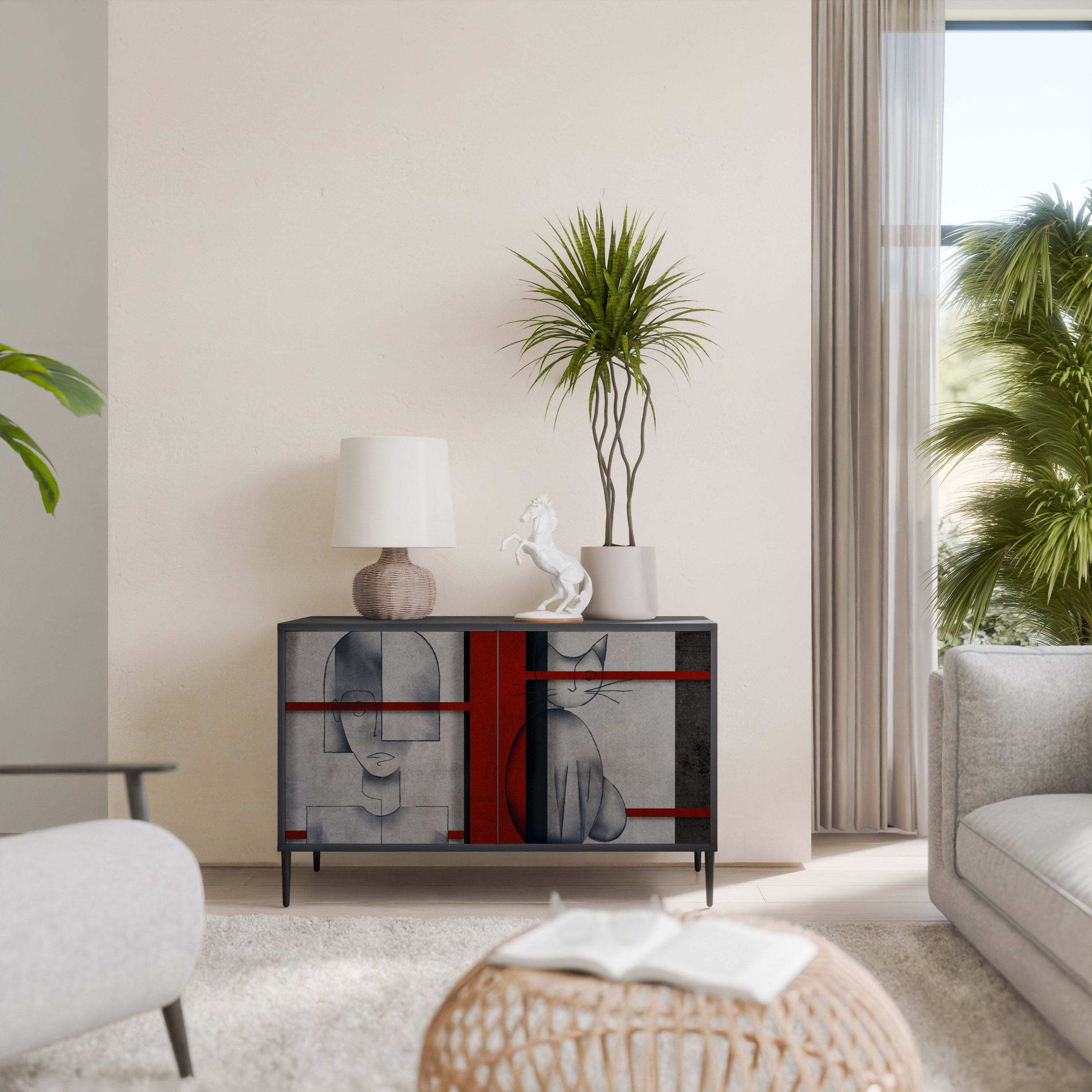 GRAY FIGURES Sideboard mit 2 Türen in Schwarz