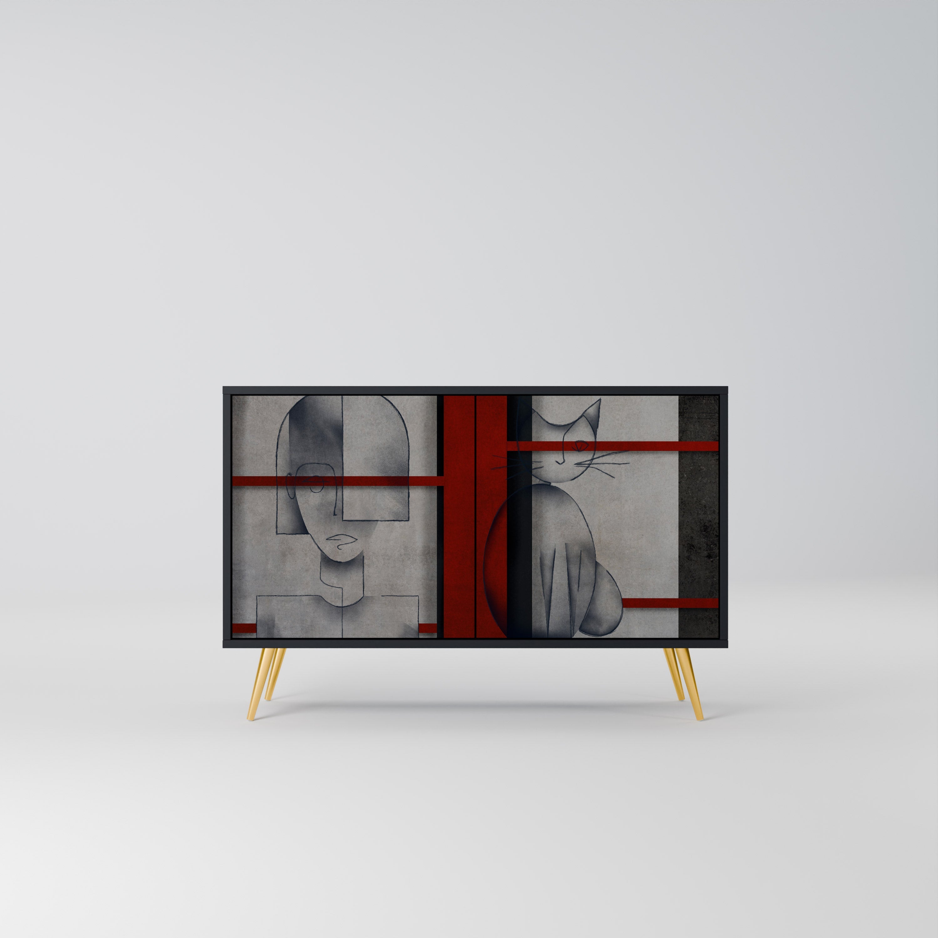 GRAY FIGURES Sideboard mit 2 Türen in Schwarz