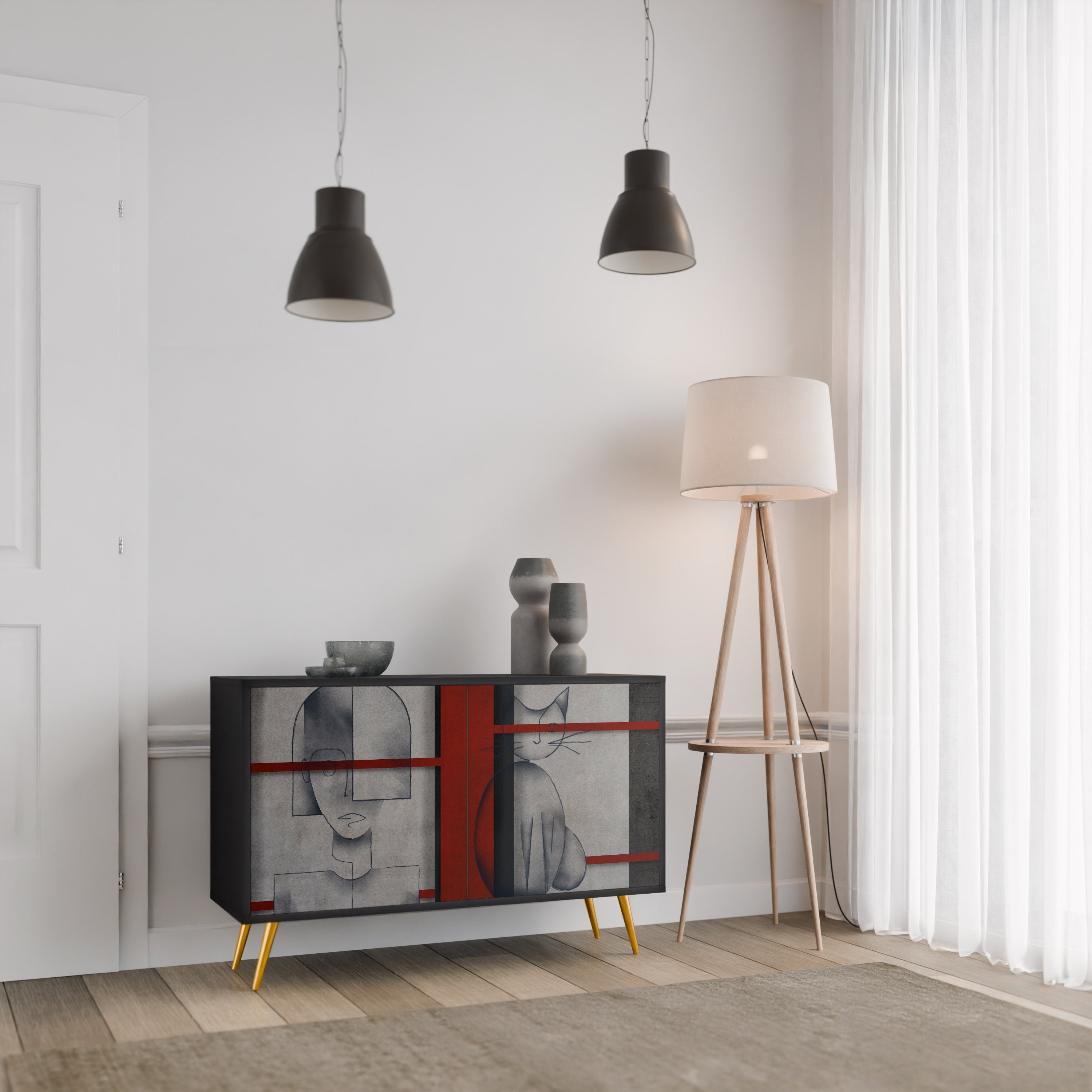 GRAY FIGURES Sideboard mit 2 Türen in Schwarz