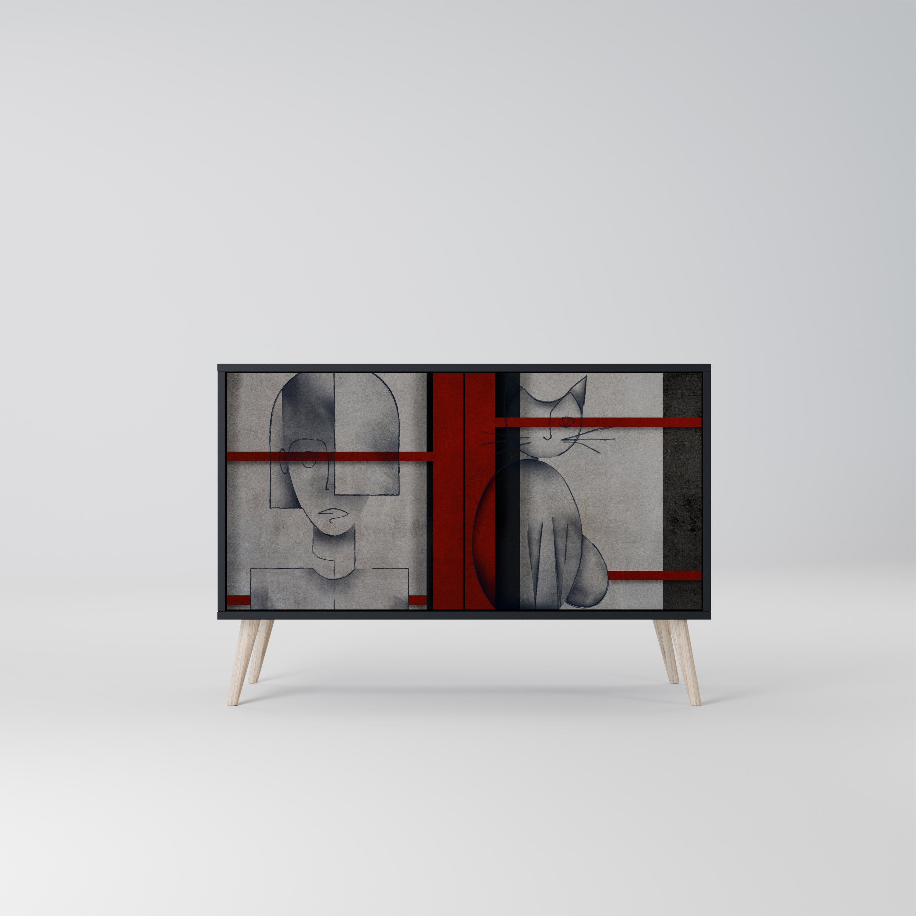 GRAY FIGURES Sideboard mit 2 Türen in Schwarz