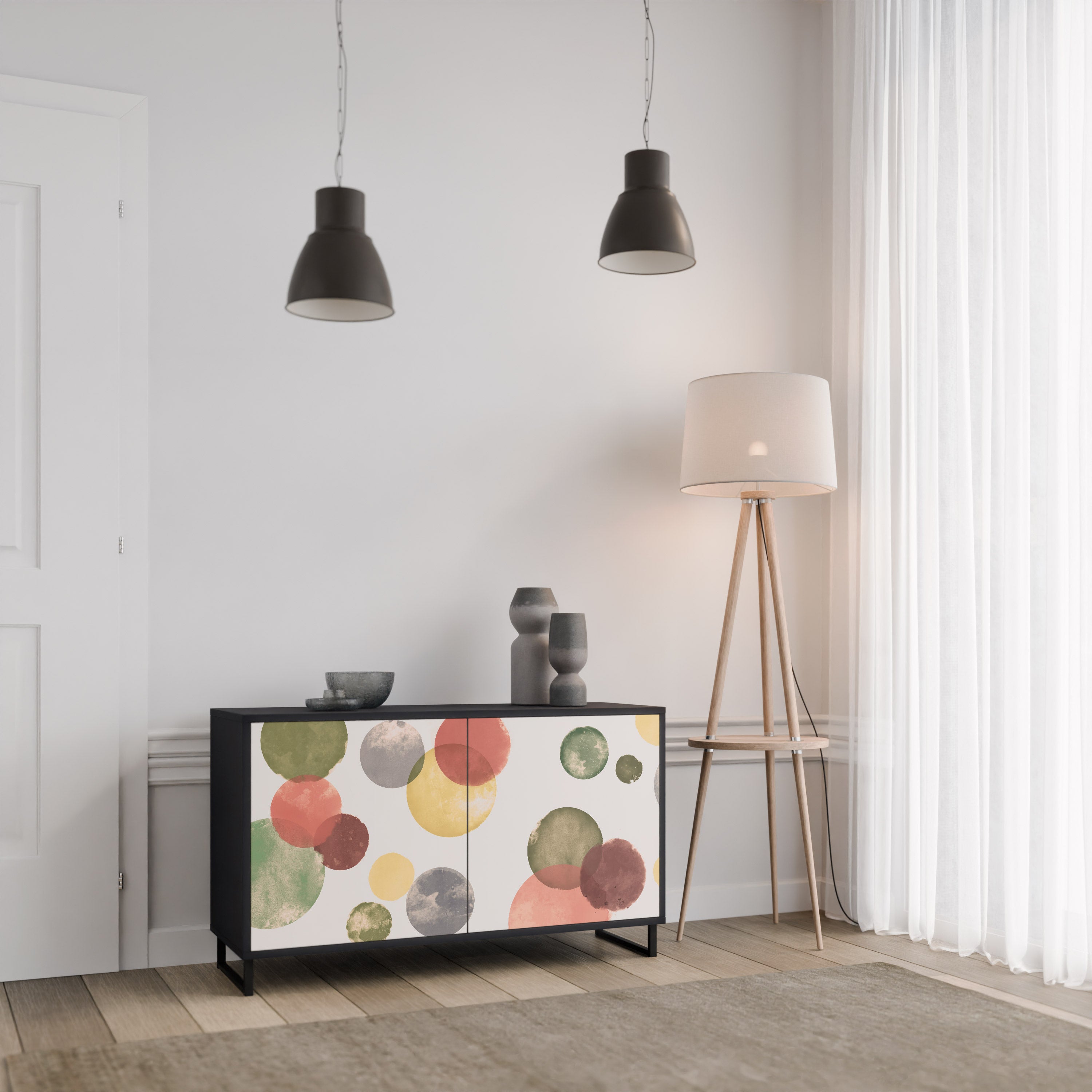 FLEETING HAPPINESS Sideboard mit 2 Türen in Schwarz
