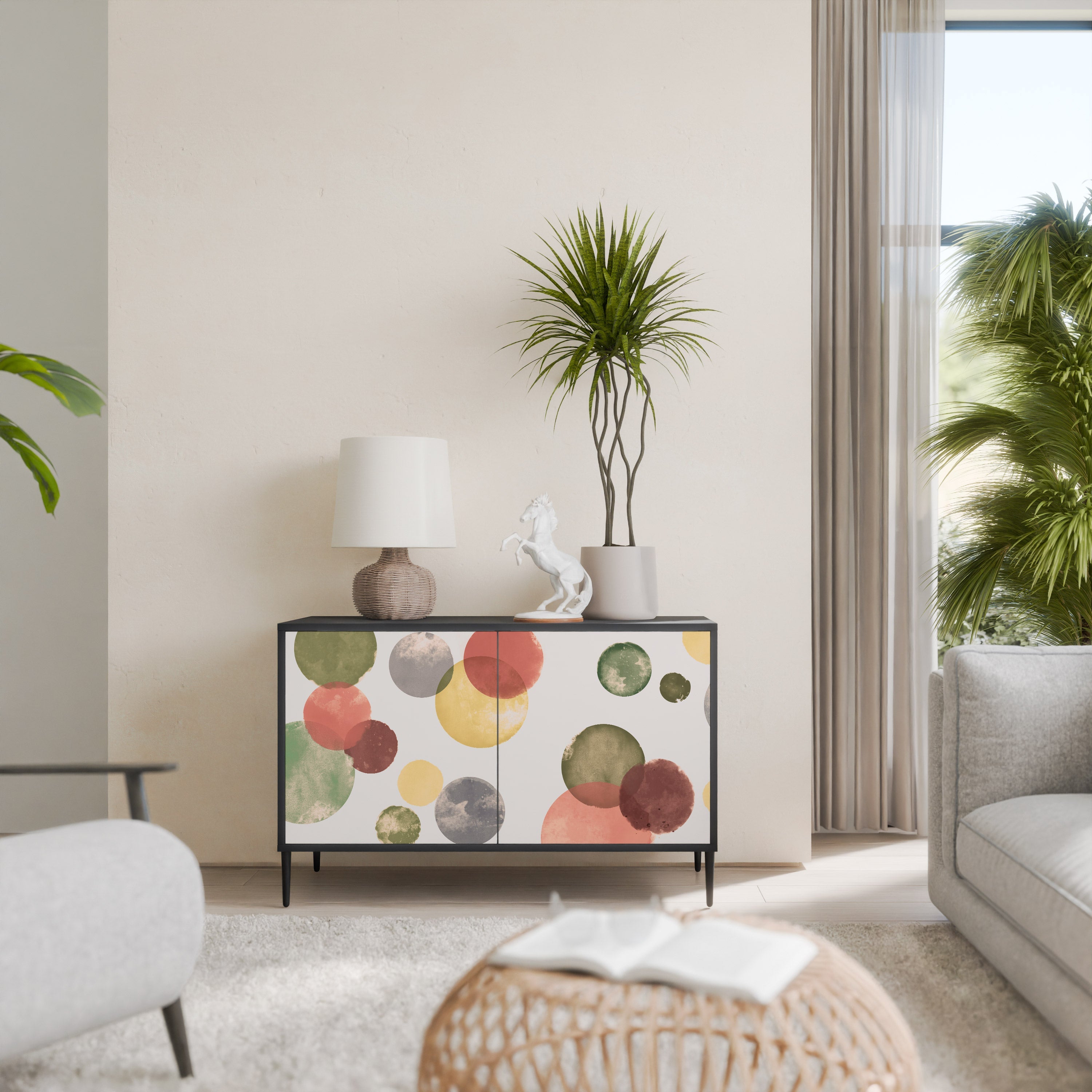 FLEETING HAPPINESS Sideboard mit 2 Türen in Schwarz