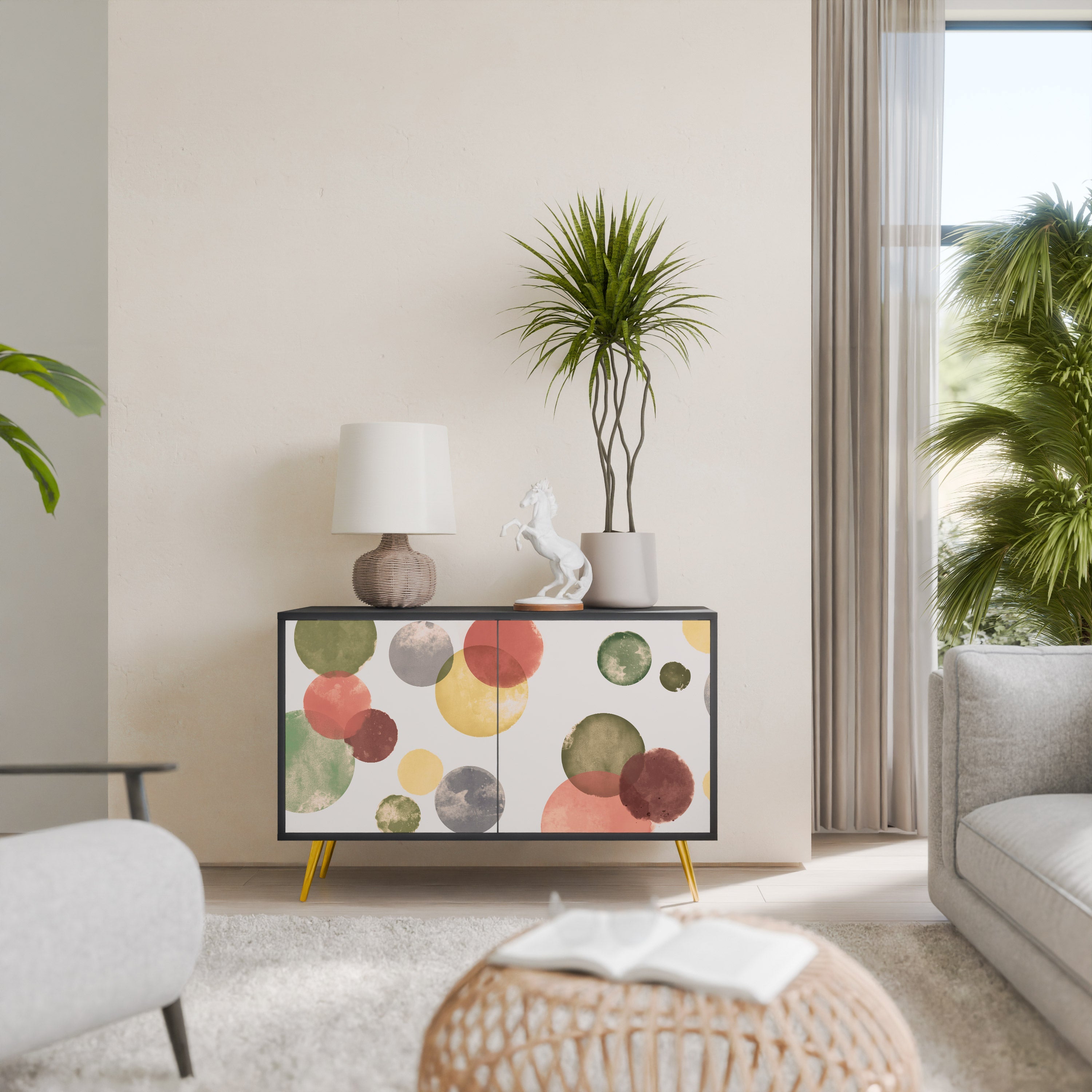 FLEETING HAPPINESS Sideboard mit 2 Türen in Schwarz