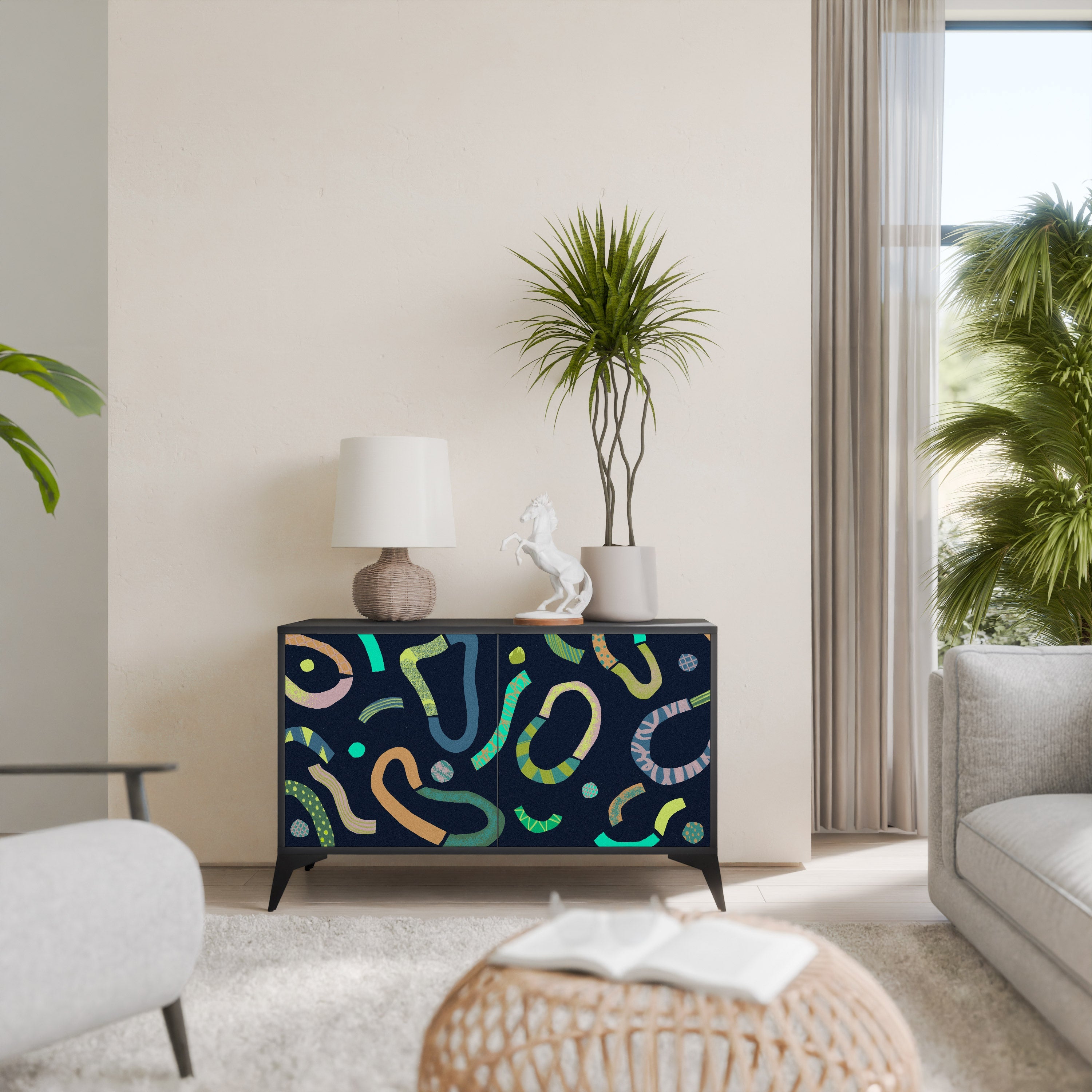 CONTRAST DANCE Sideboard mit 2 Türen in Schwarz