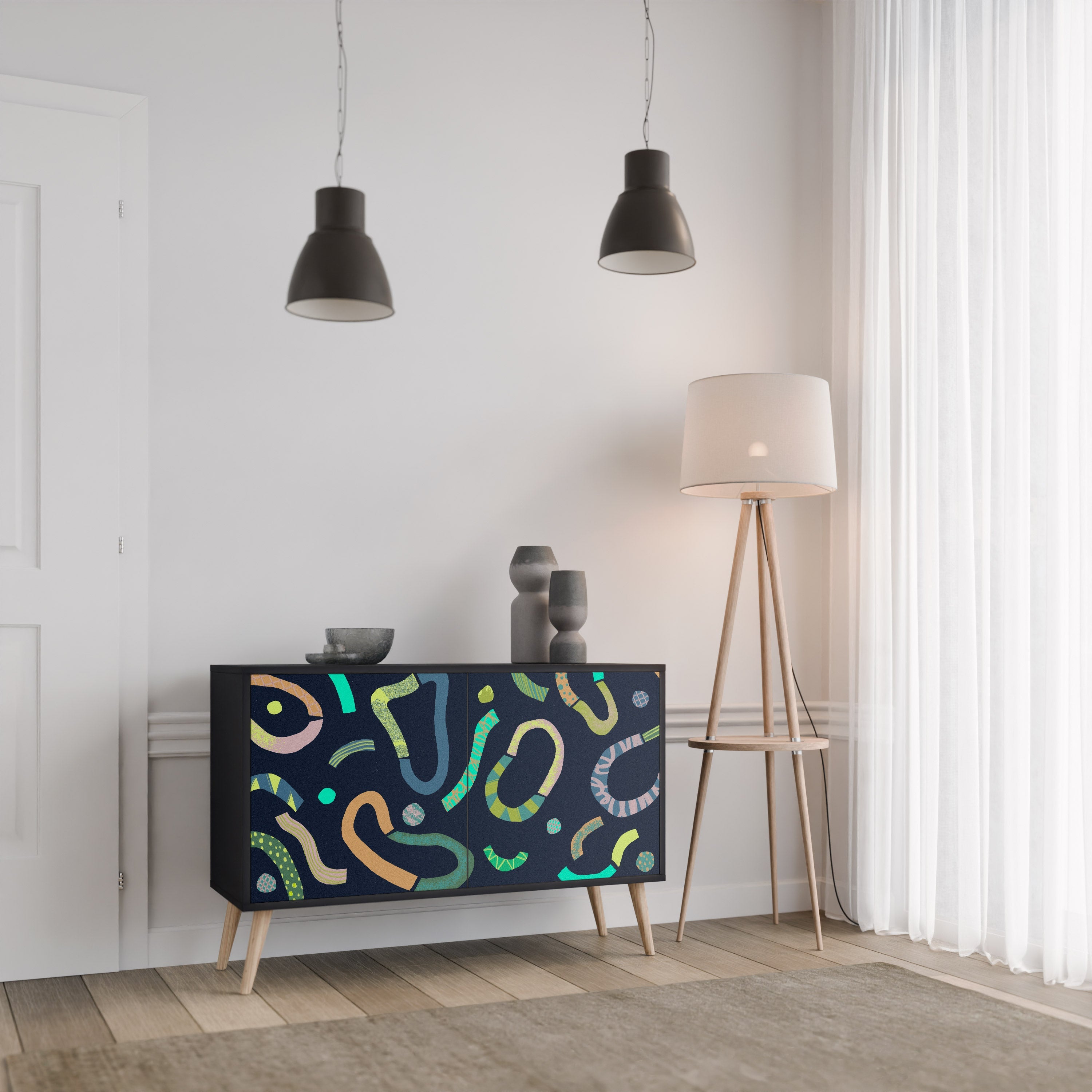 CONTRAST DANCE Sideboard mit 2 Türen in Schwarz