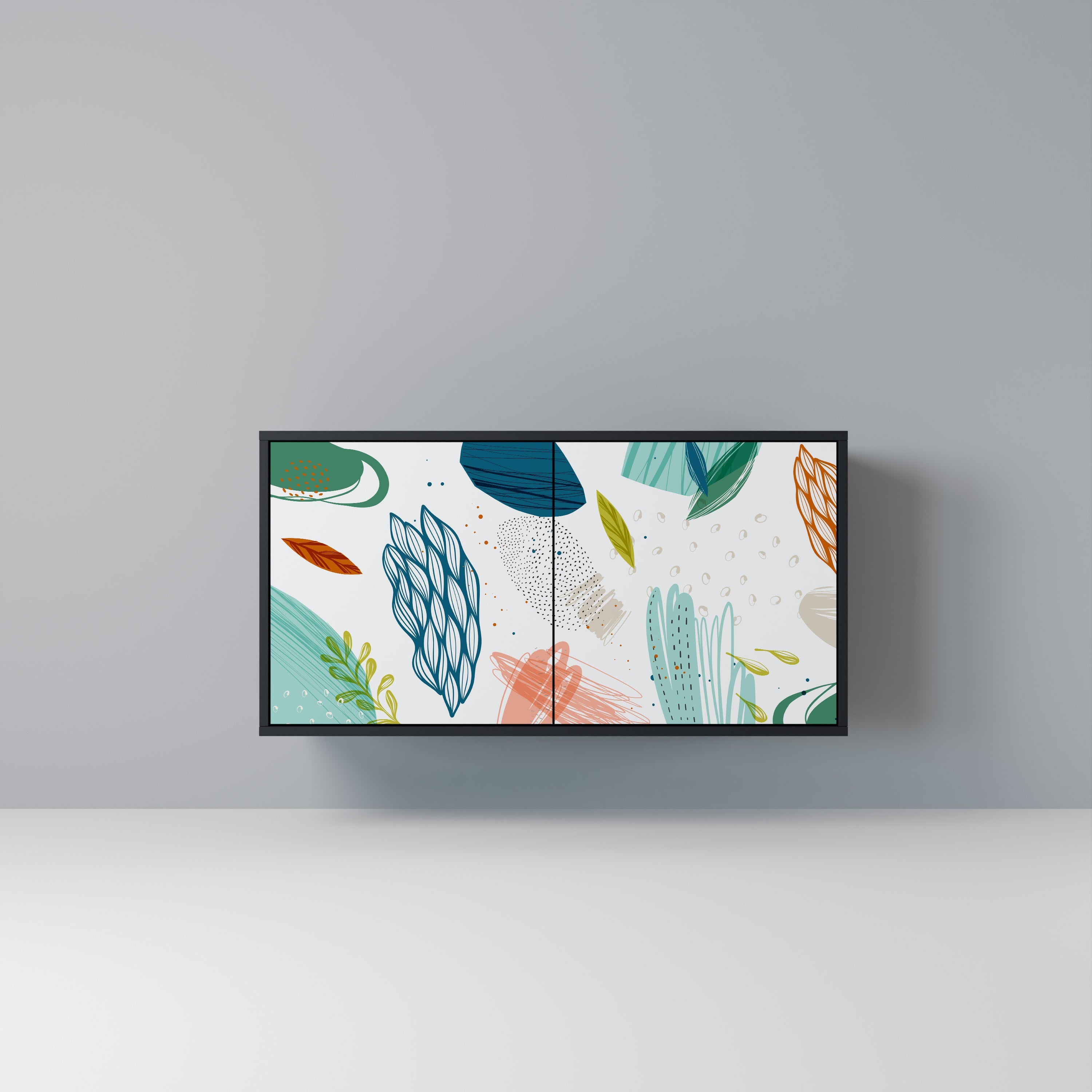 BOTANICAL HURRICANE Sideboard mit 2 Türen in Schwarz