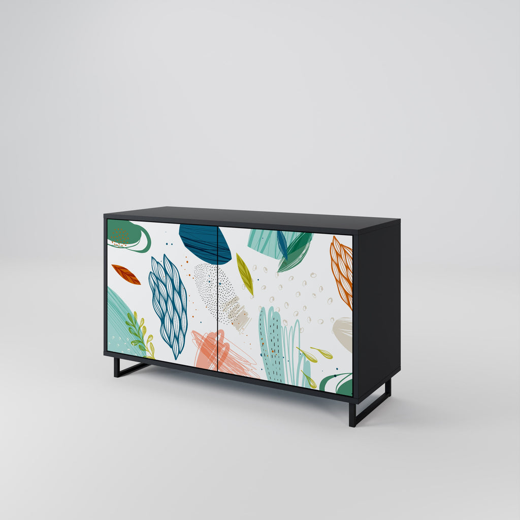 BOTANICAL HURRICANE Sideboard mit 2 Türen in Schwarz