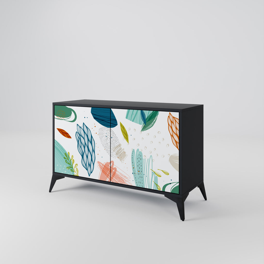 BOTANICAL HURRICANE Sideboard mit 2 Türen in Schwarz