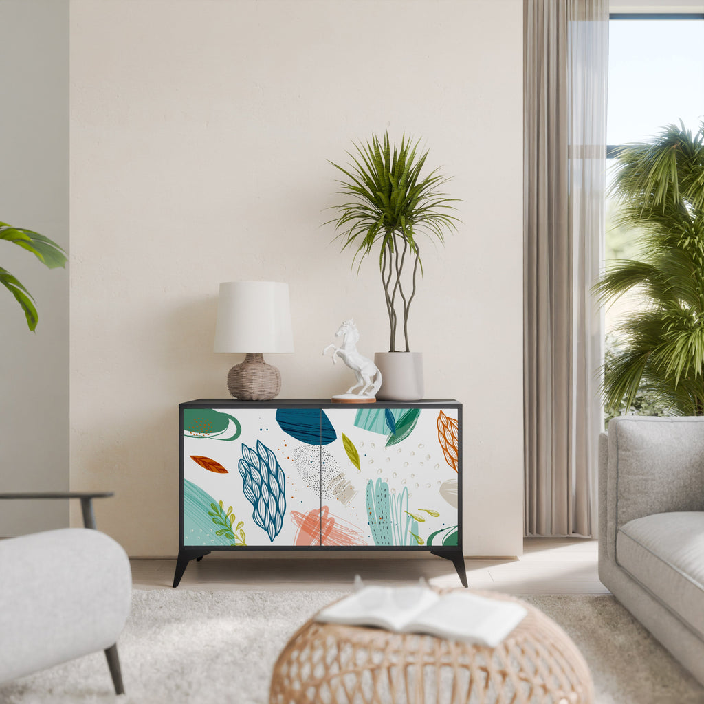 BOTANICAL HURRICANE Sideboard mit 2 Türen in Schwarz