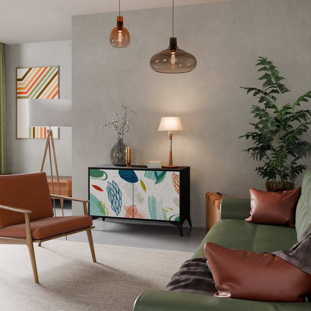 BOTANICAL HURRICANE Sideboard mit 2 Türen in Schwarz