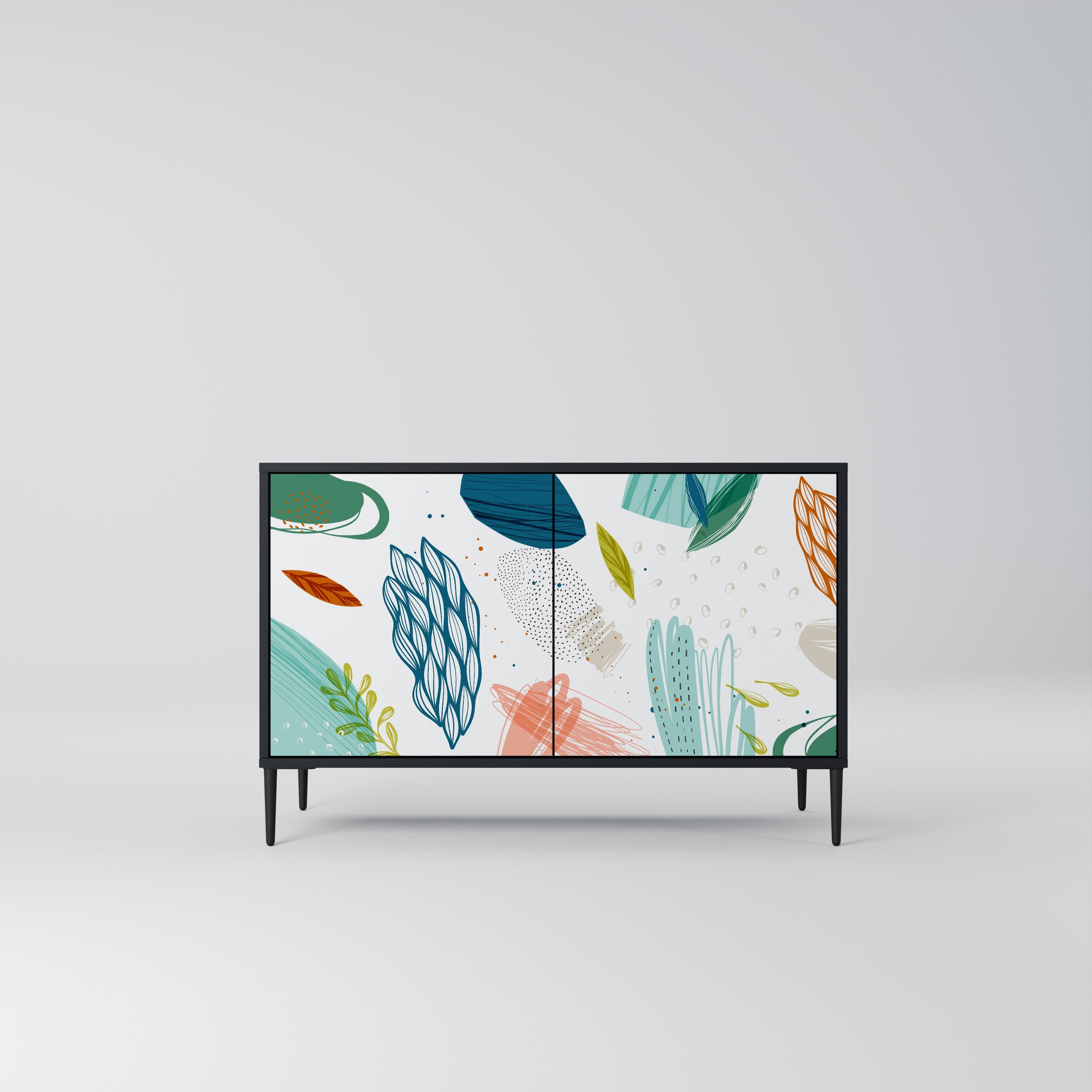 BOTANICAL HURRICANE Sideboard mit 2 Türen in Schwarz