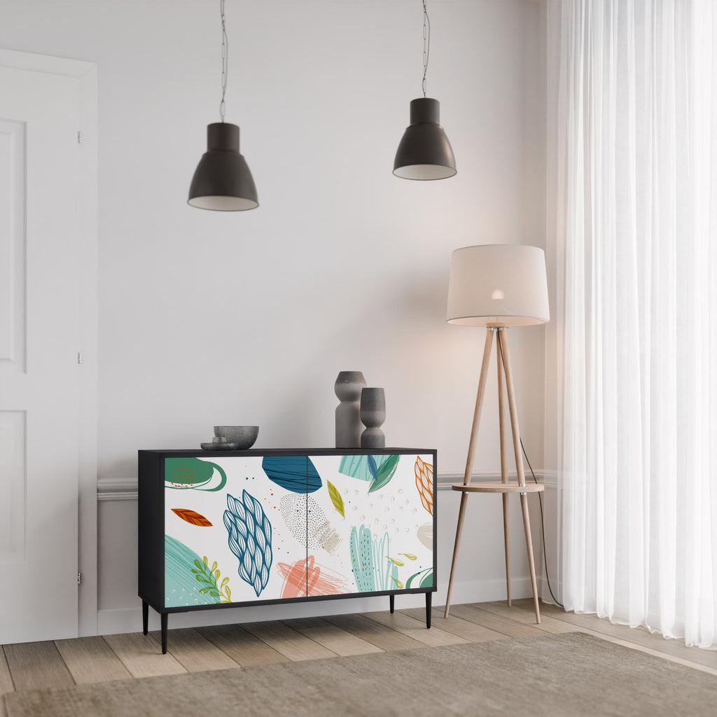 BOTANICAL HURRICANE Sideboard mit 2 Türen in Schwarz