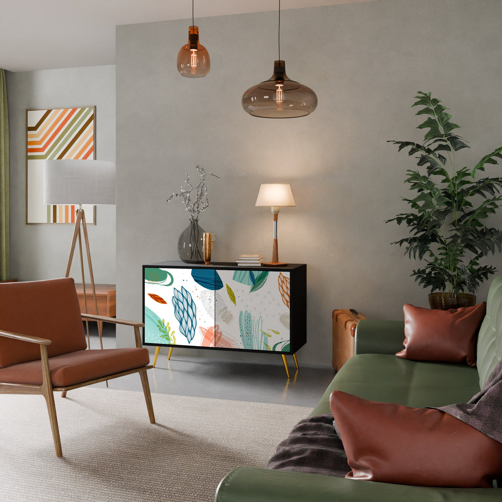 BOTANICAL HURRICANE Sideboard mit 2 Türen in Schwarz