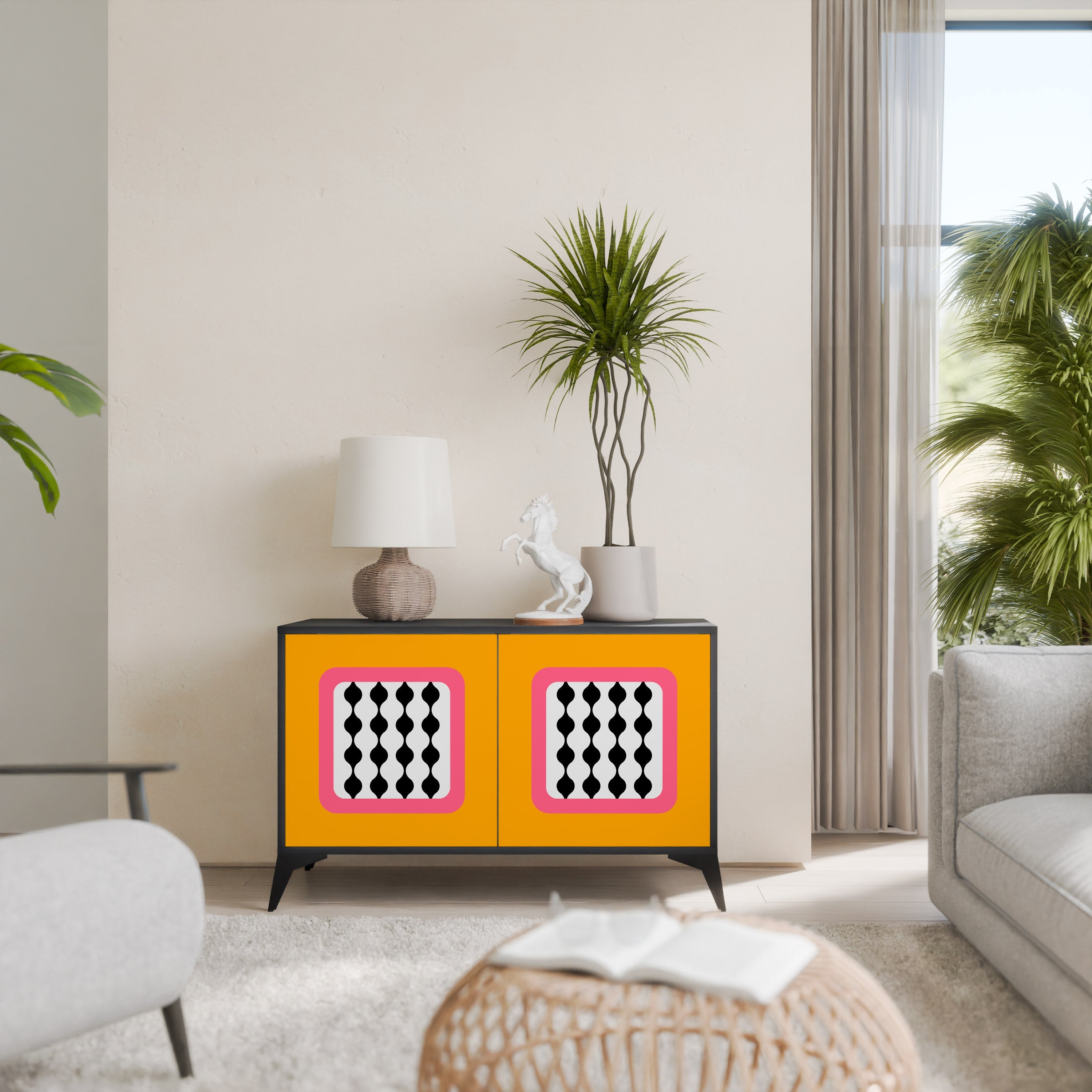 TEARS IN HEAVEN Sideboard mit 2 Türen in Schwarz