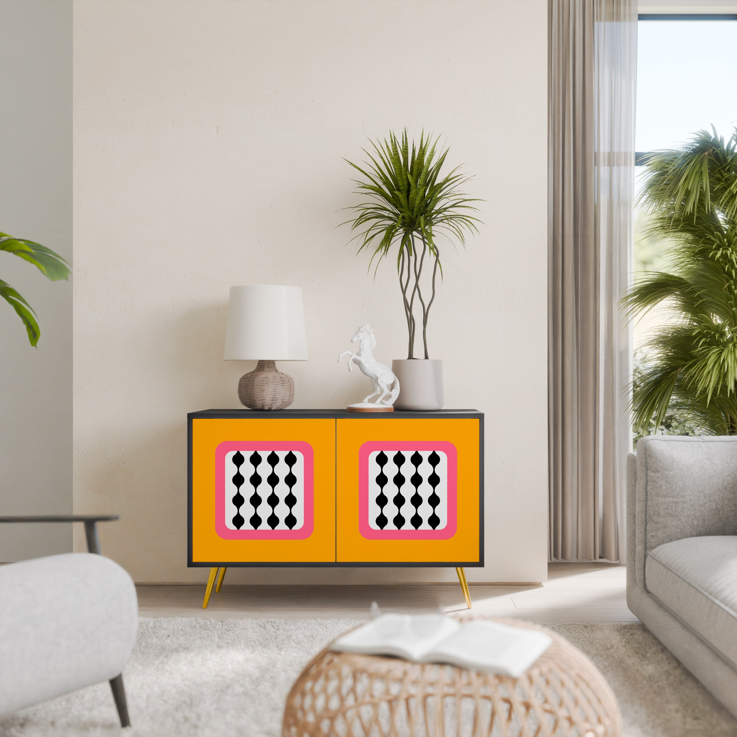 TEARS IN HEAVEN Sideboard mit 2 Türen in Schwarz