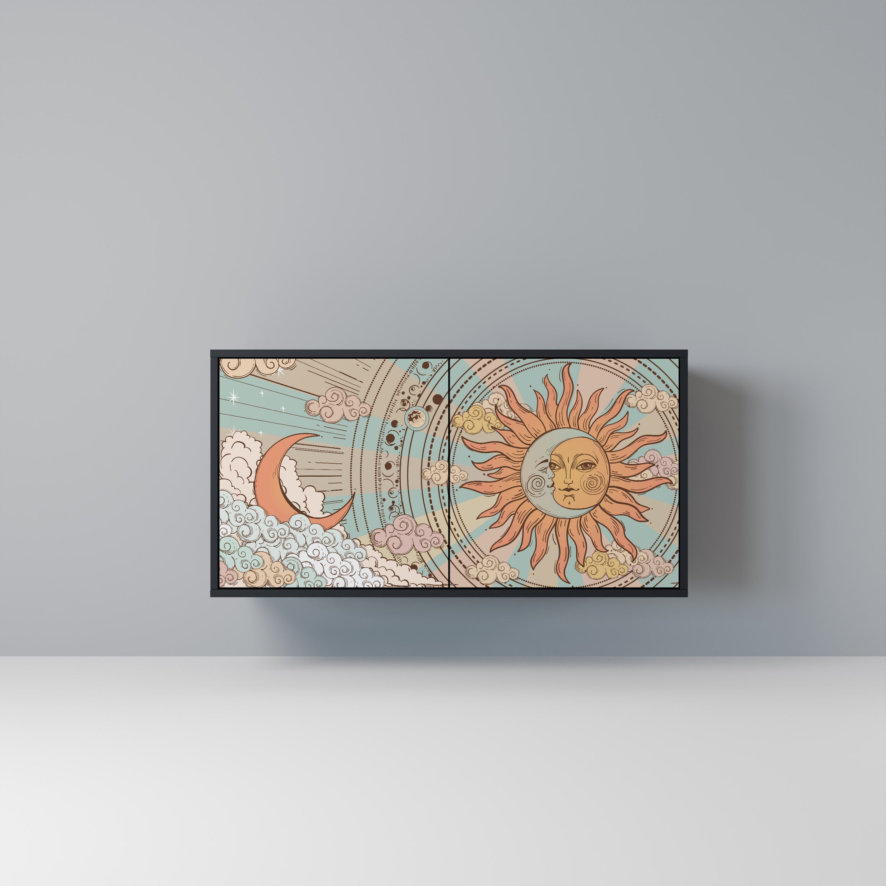 MYSTICAL STRUCTURE Sideboard mit 2 Türen in Schwarz