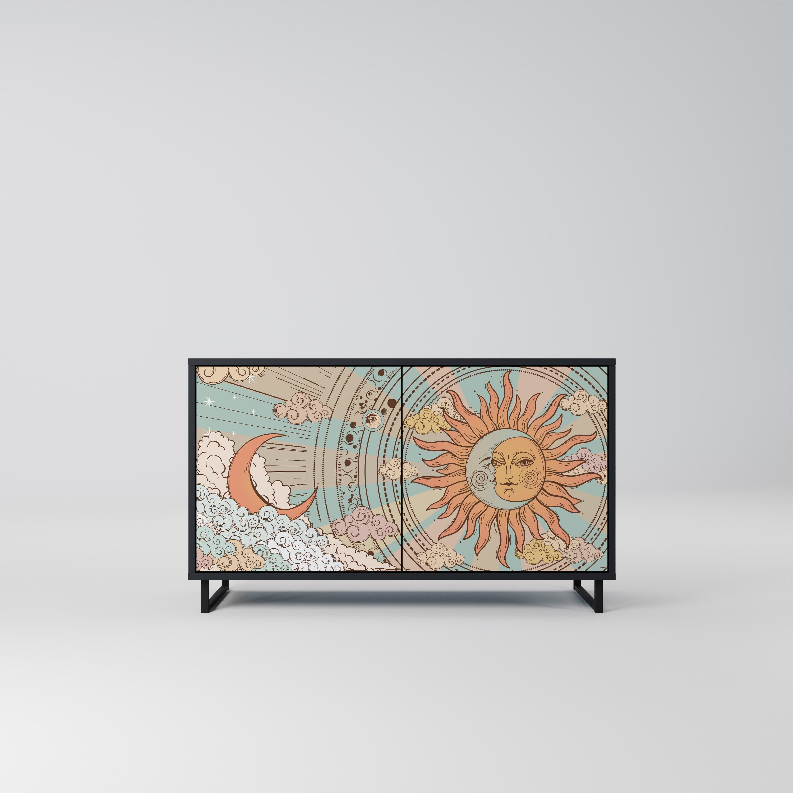 MYSTICAL STRUCTURE Sideboard mit 2 Türen in Schwarz