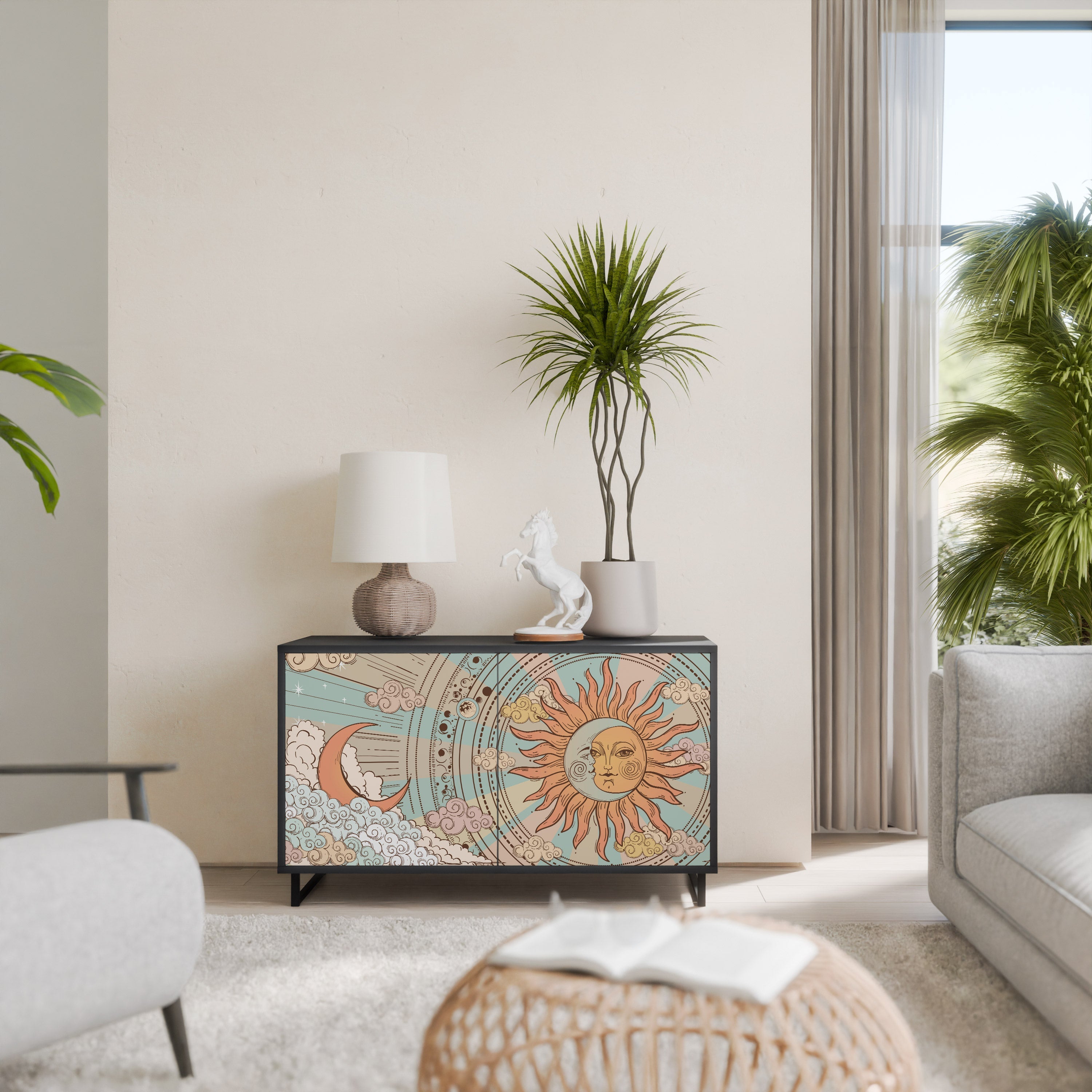 MYSTICAL STRUCTURE Sideboard mit 2 Türen in Schwarz